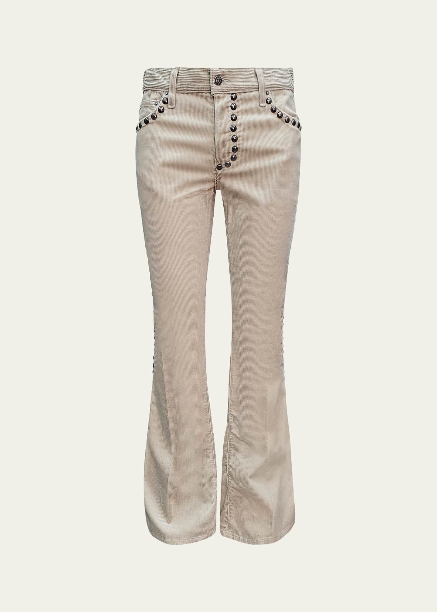 Cout De La Liberte Men's Jimmy Studded Corduroy Flare Jeans