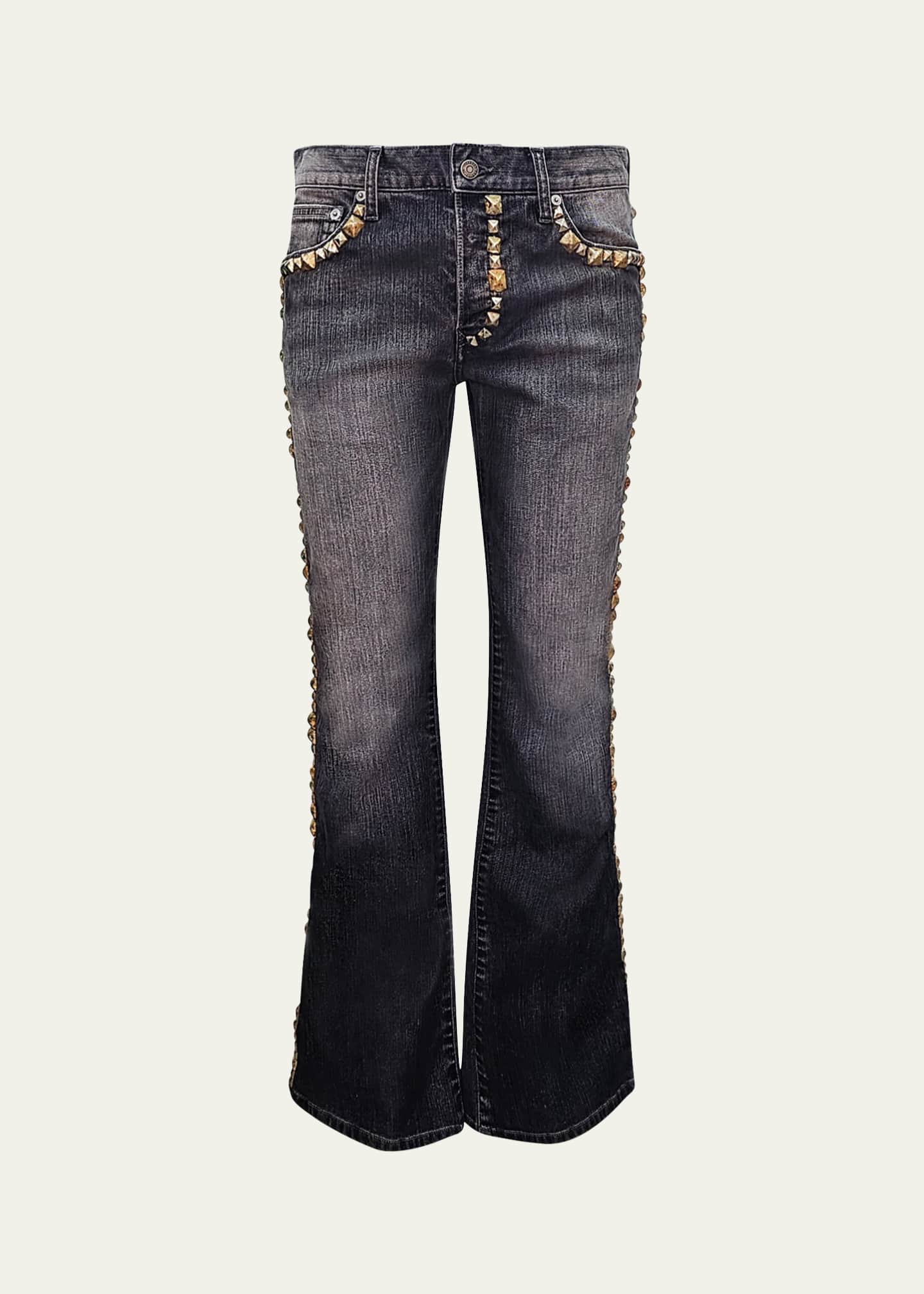 Cout De La Liberte Men's Jimmy Heavy Studded Flare Jeans