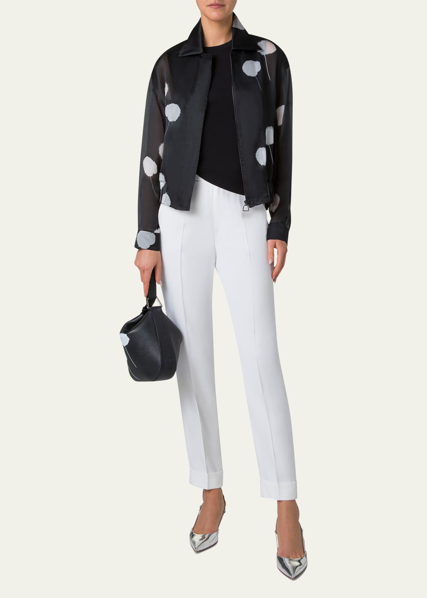 Akris Anna Little Printed Leather Hobo Bag Image 3 of 3