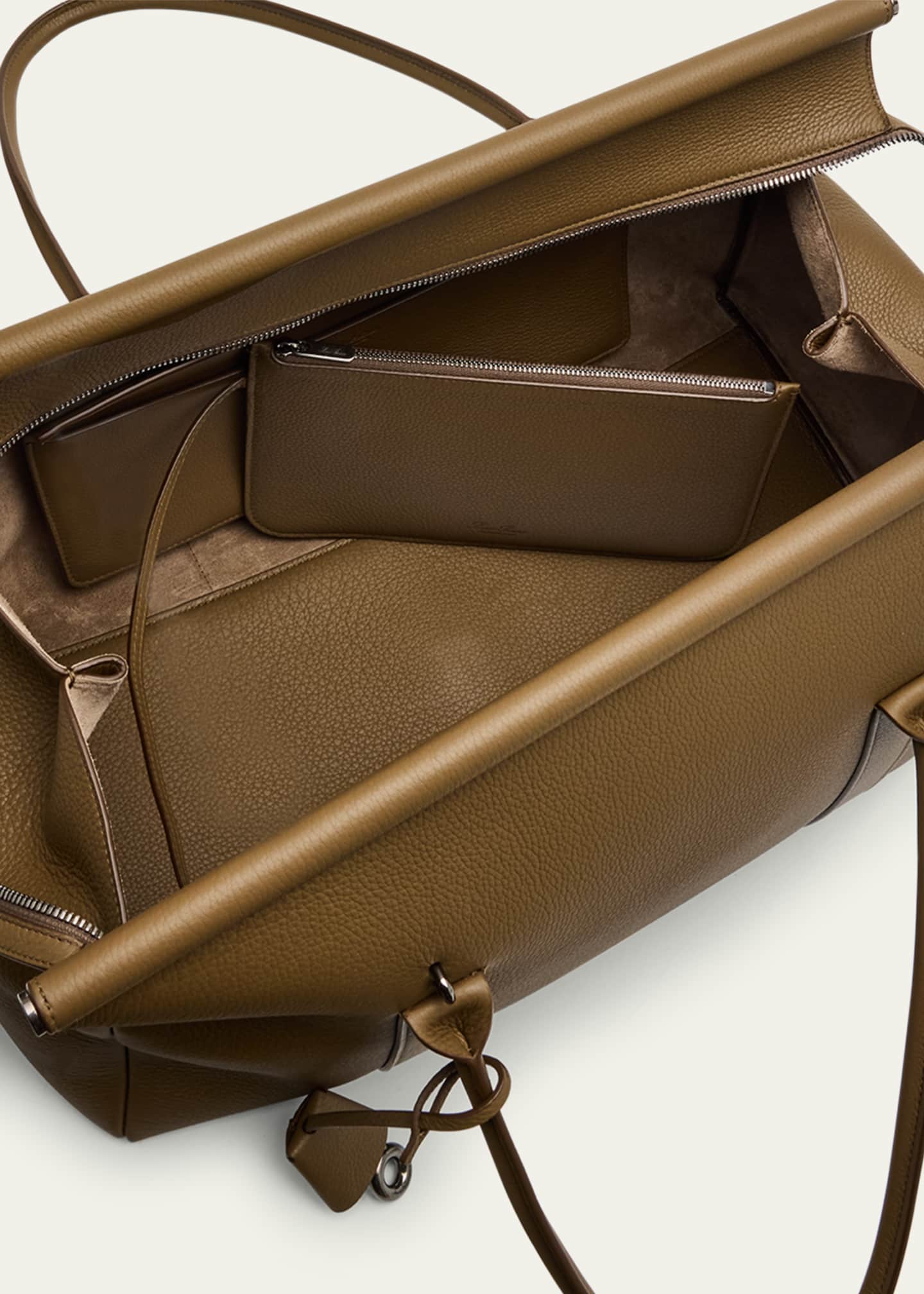 Loro Piana Men's Loom L42 Leather Weekender Bag Image 4 of 6