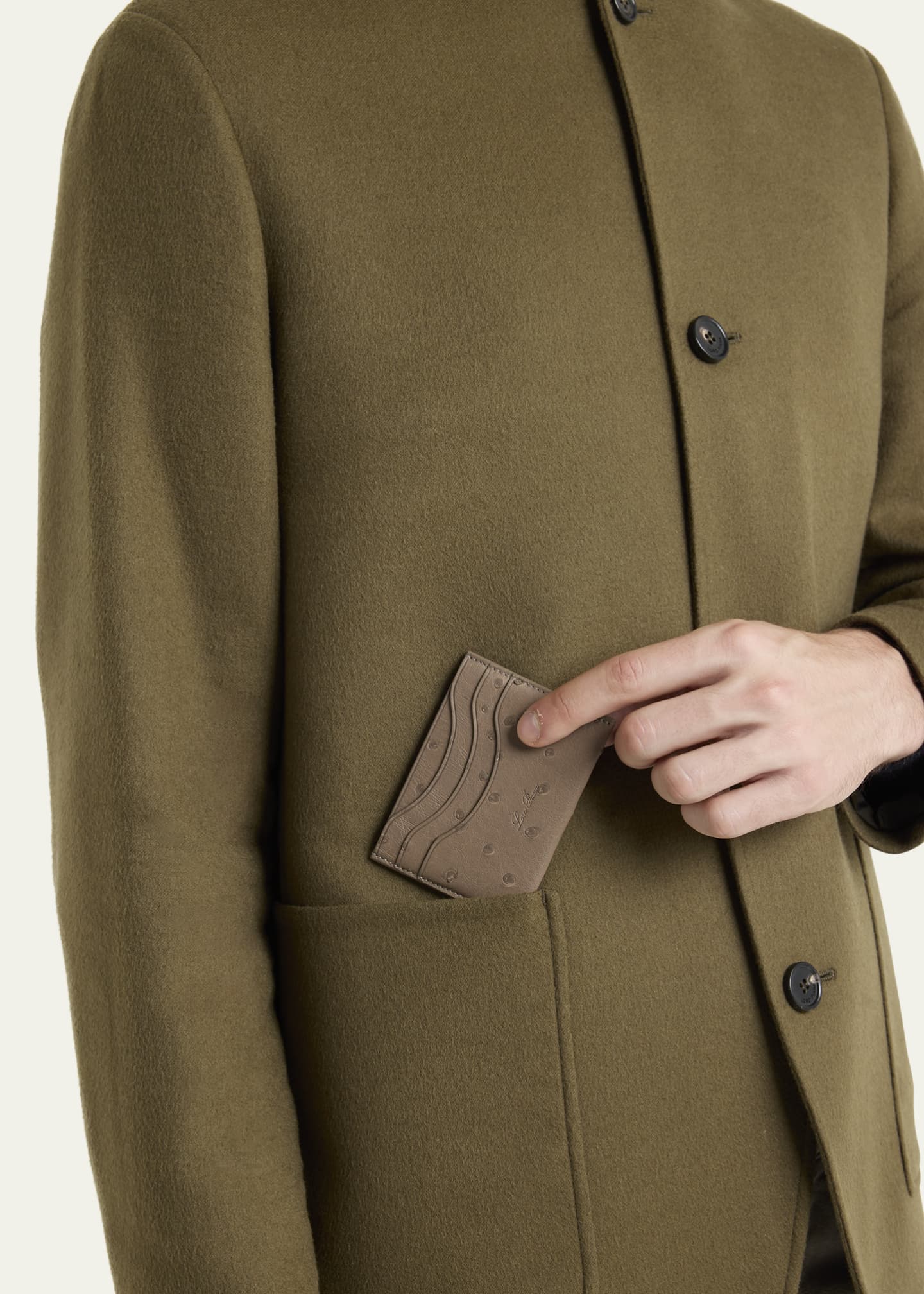 Loro Piana Men's Ostrich Leather Card Holder Image 2 of 4