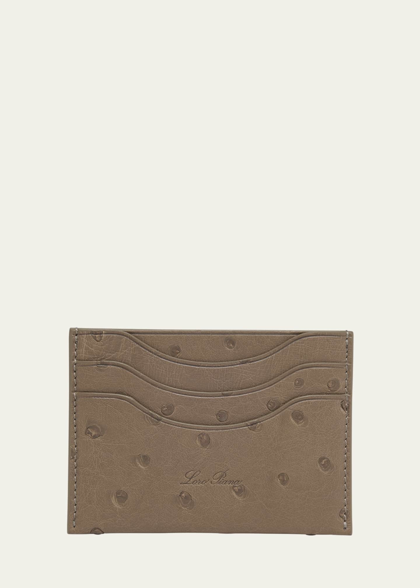Loro Piana Men's Ostrich Leather Card Holder Image 1 of 4