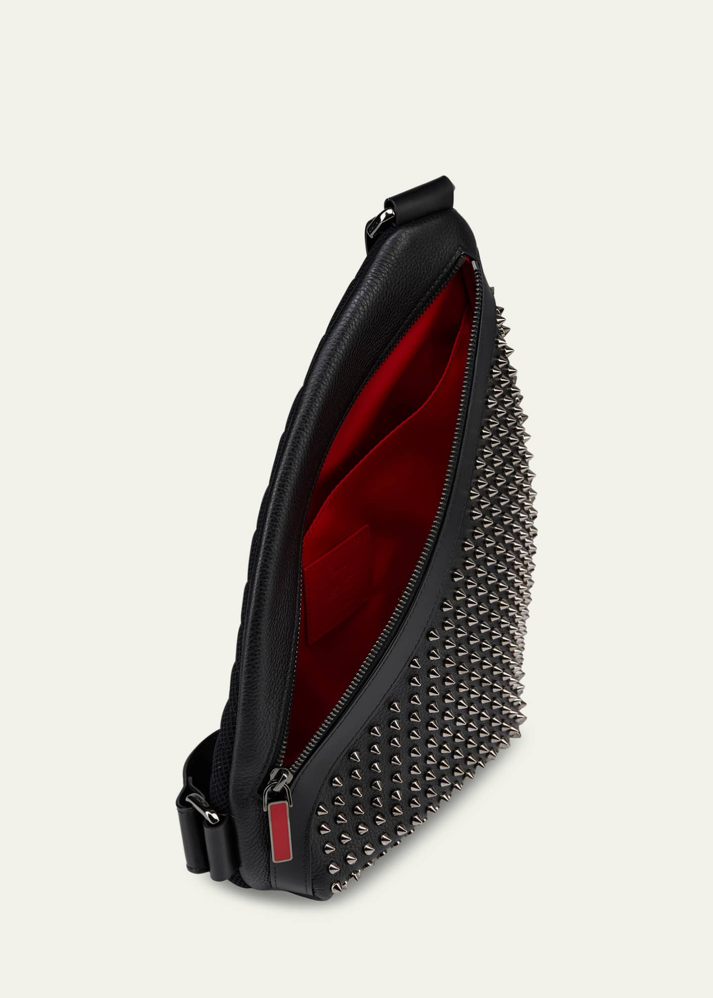 Christian Louboutin Men's Funky Leather Empire Spikes Sling Bag