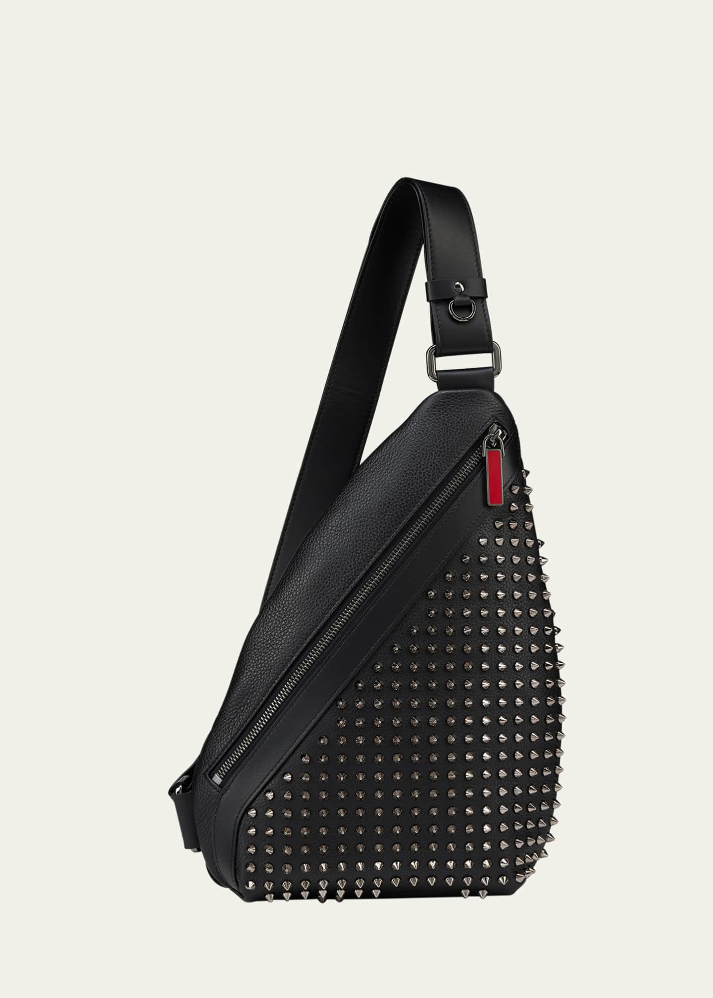 Christian Louboutin Men's Funky Leather Empire Spikes Sling Bag