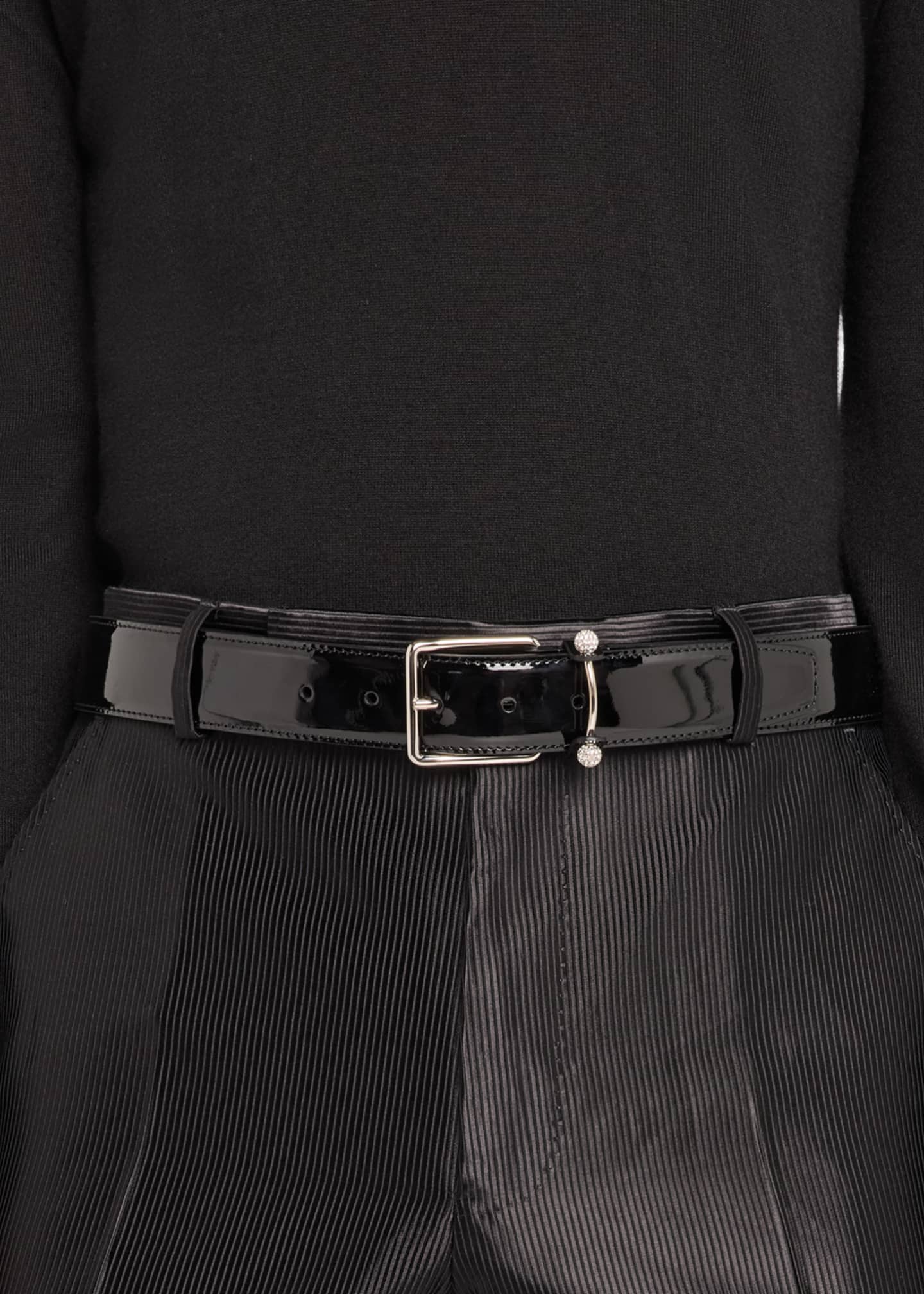 Christian Louboutin Men's Chambeliss Night Strass Patent Leather Belt Image 2 of 2