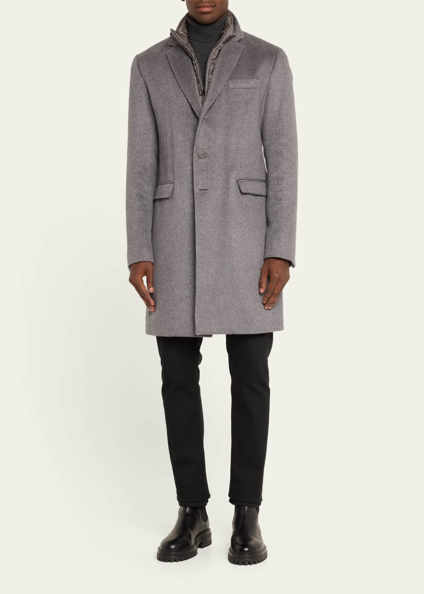 Herno Men s Cashmere Topcoat with Nylon Wind Guard