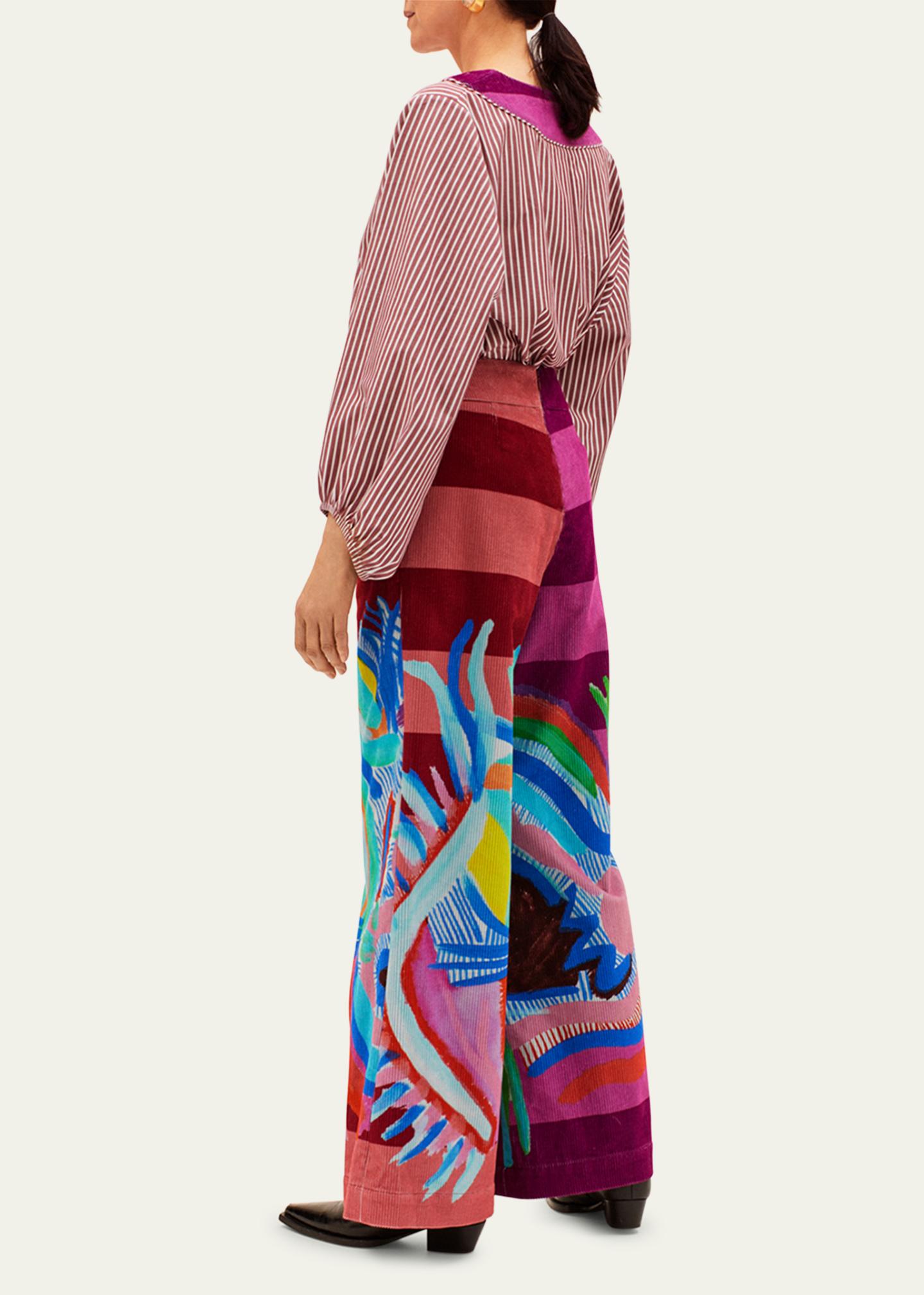 Pantalon Large En Soie Rianna + Nina - Taille S/M, Jaune/multicolore, NWT | Coupe Wide Leg Casual