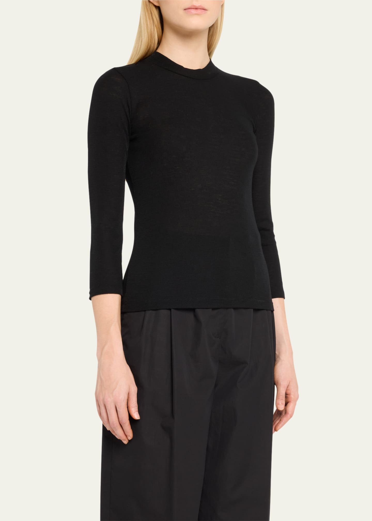 Vince Merino Wool 3/4-Sleeve Shirt Image 4 of 5