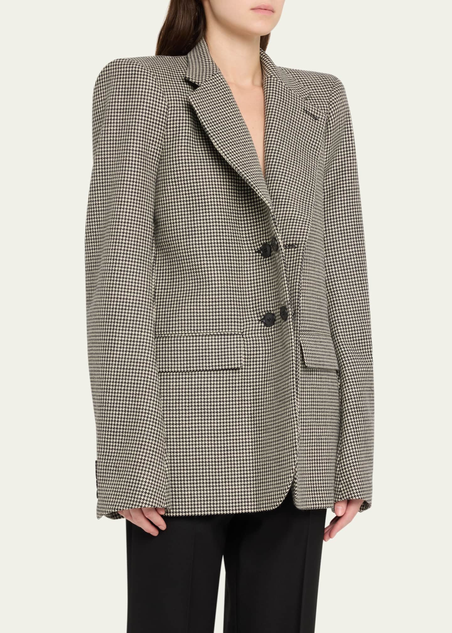Marie Adam-Leenaerdt Houndstooth Hanger Tailoring Wool Jacket Image 4 of 5