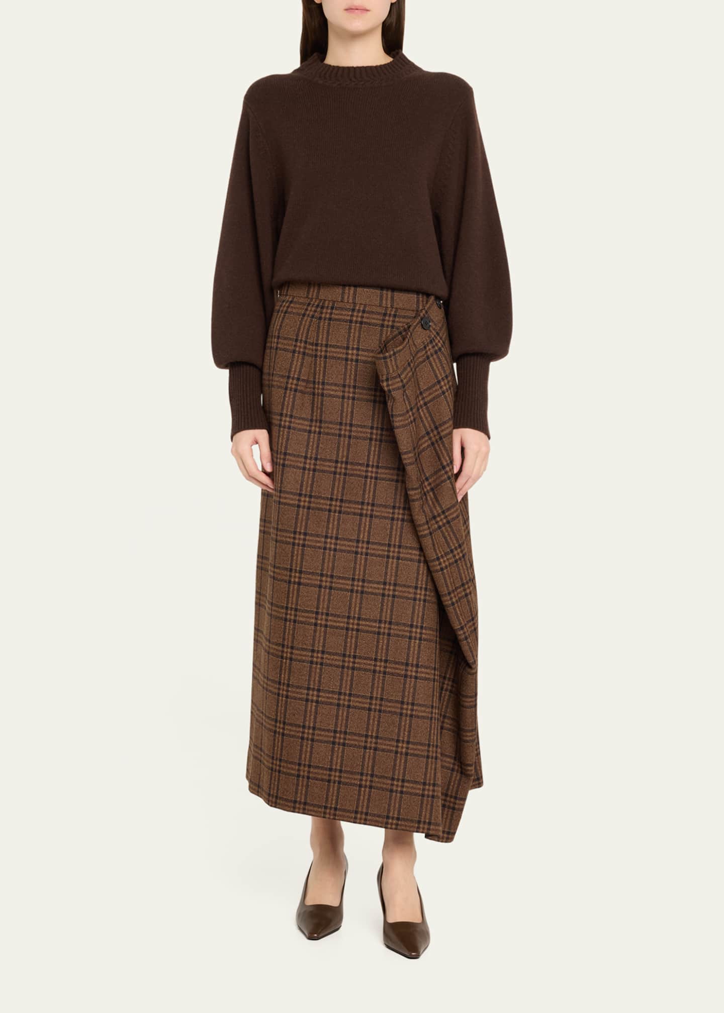 Marie Adam-Leenaerdt Plaid Oversized Straight Wool Skirt Image 2 of 5
