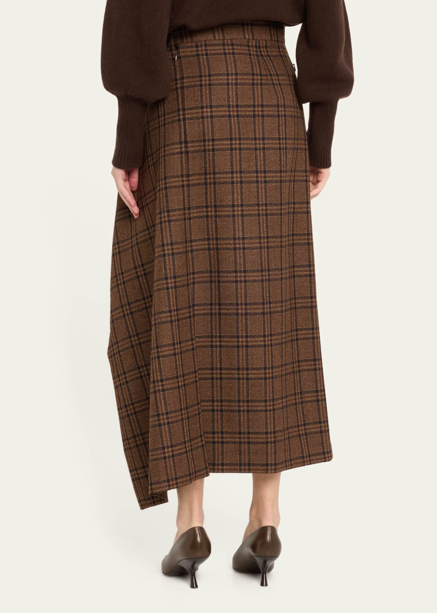 Marie Adam-Leenaerdt Plaid Oversized Straight Wool Skirt Image 3 of 5