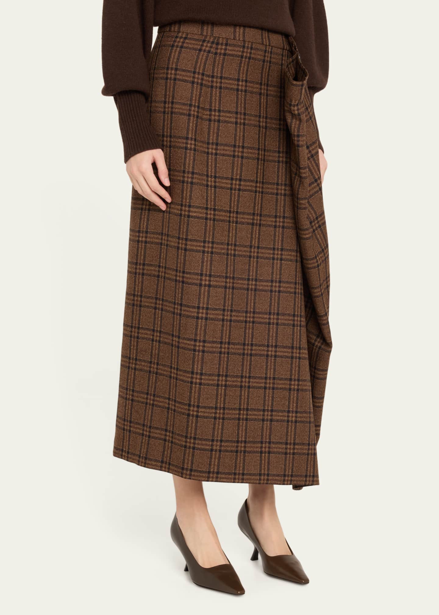 Marie Adam-Leenaerdt Plaid Oversized Straight Wool Skirt Image 4 of 5