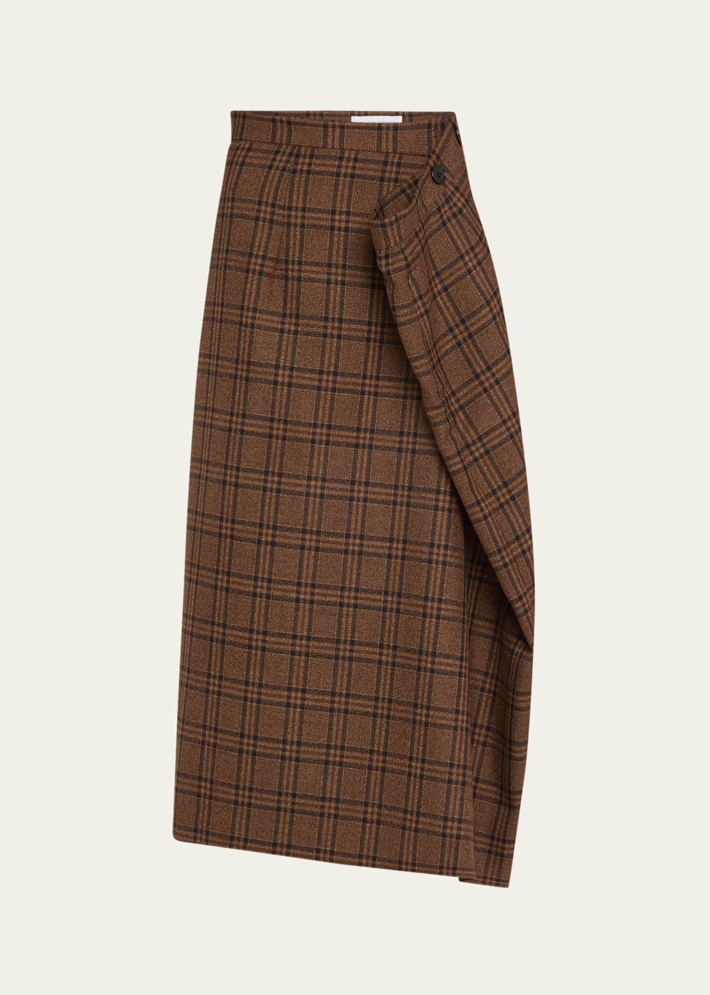 Marie Adam-Leenaerdt Plaid Oversized Straight Wool Skirt Image 1 of 5