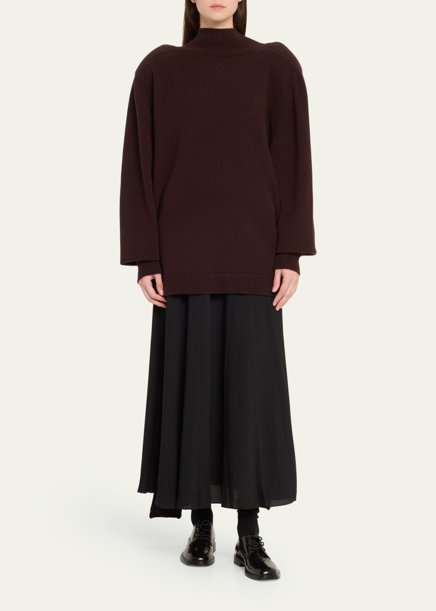 Marie Adam-Leenaerdt Distorted Scarf-Tie Oversized Turtleneck Wool Sweater Image 2 of 5