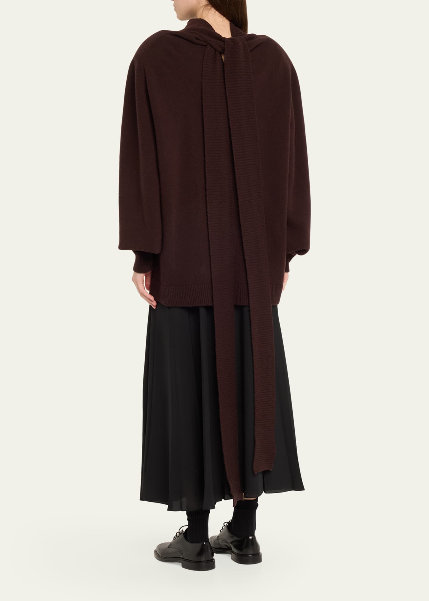 Marie Adam-Leenaerdt Distorted Scarf-Tie Oversized Turtleneck Wool Sweater Image 3 of 5