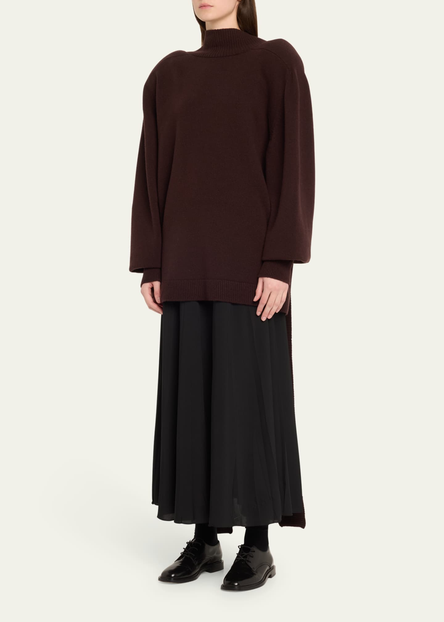 Marie Adam-Leenaerdt Distorted Scarf-Tie Oversized Turtleneck Wool Sweater Image 4 of 5