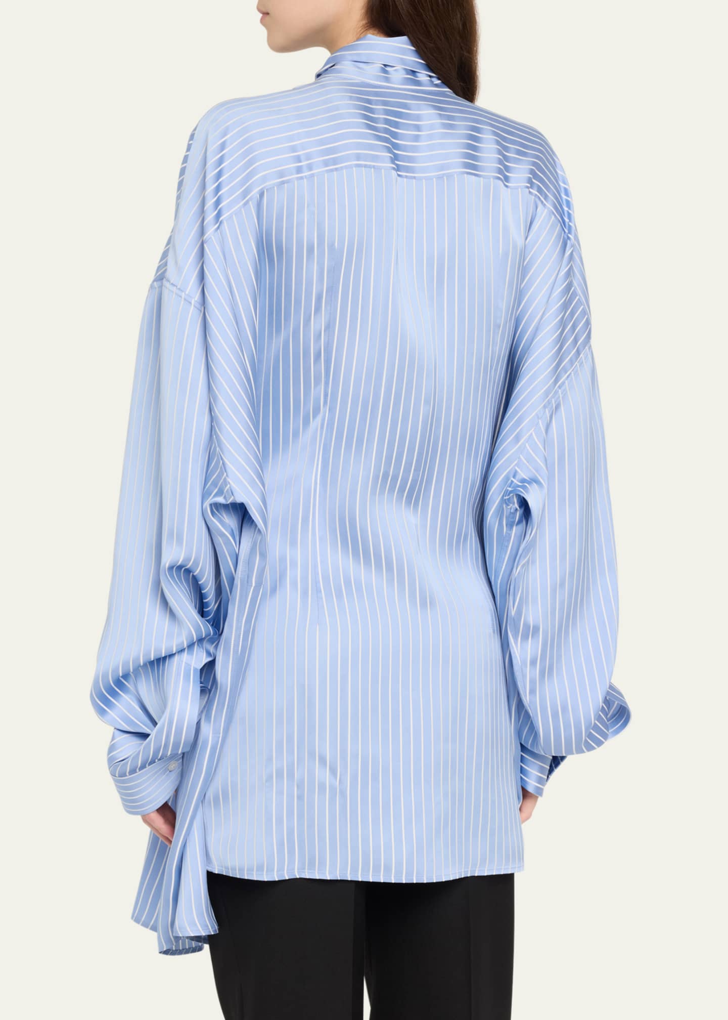 Marie Adam-Leenaerdt Stripe Lavalliere Fitted Back Xxl Shirt Image 3 of 5