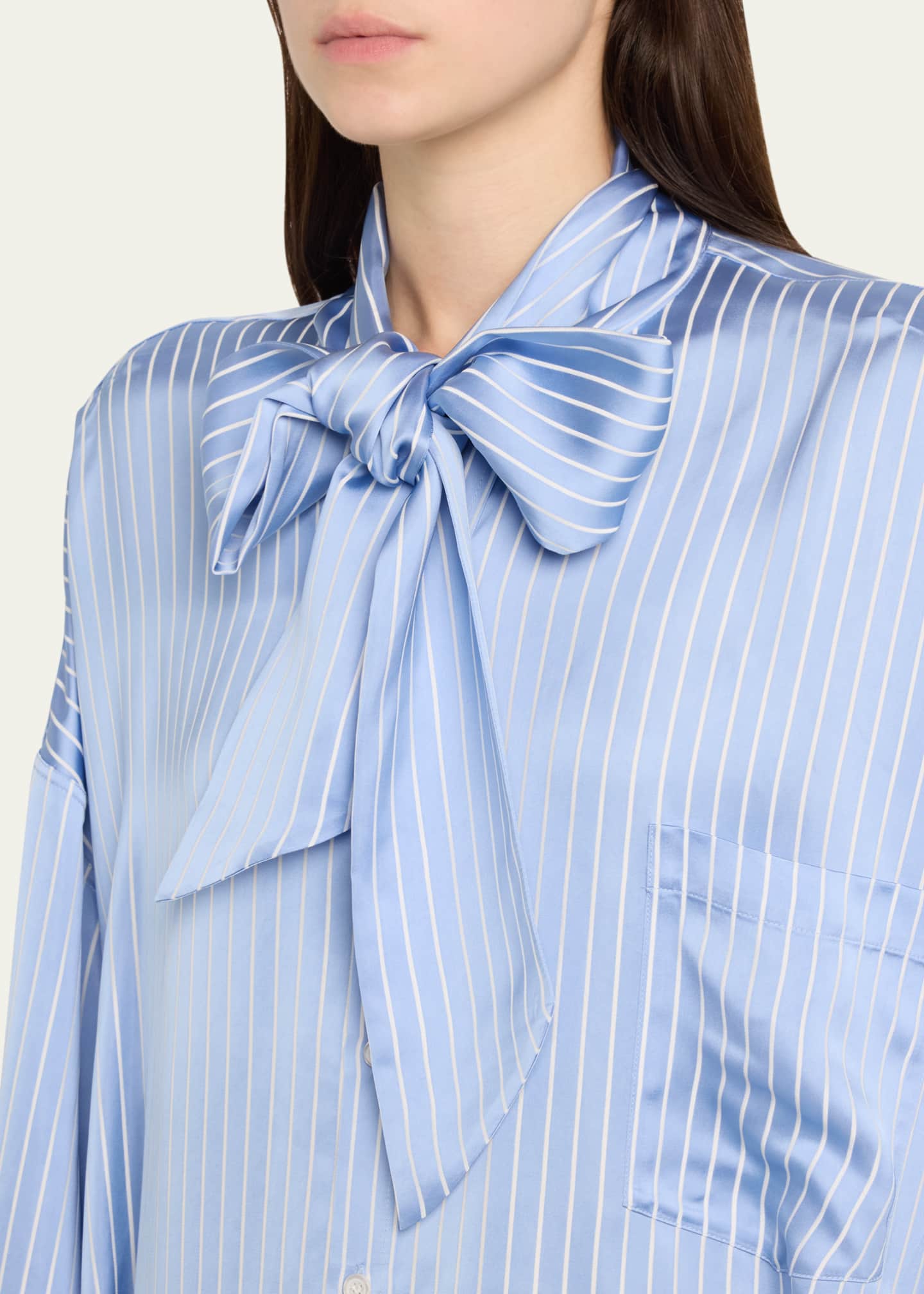 Marie Adam-Leenaerdt Stripe Lavalliere Fitted Back Xxl Shirt Image 5 of 5