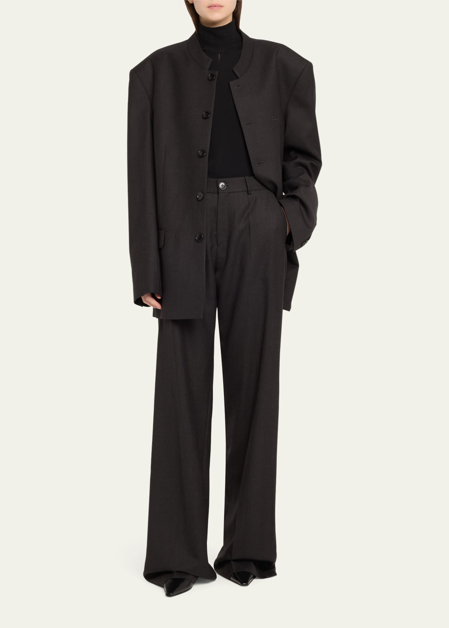 Marie Adam-Leenaerdt Classic Straight Leg Wool Pants Image 2 of 5