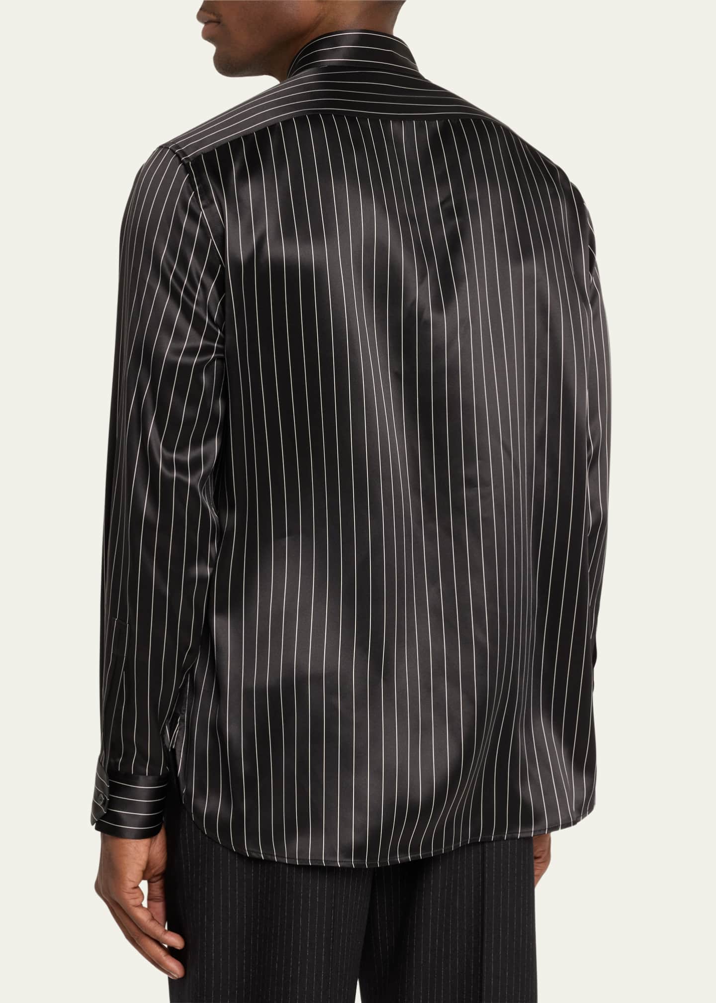 Saint Laurent Men's Striped Silk Dress Shirt Image 3 of 5