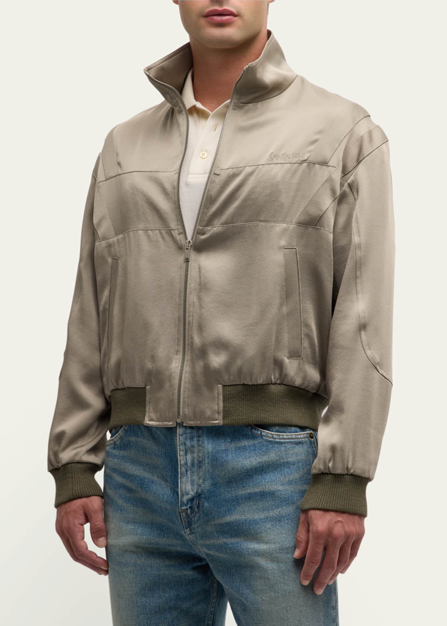 Saint Laurent Men's Satin Teddy Jacket Image 4 of 5