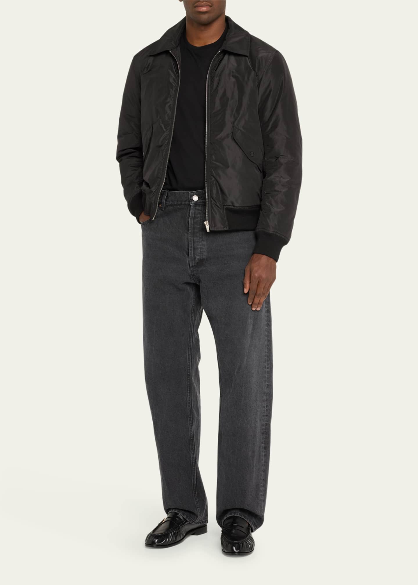 Saint Laurent Men's Loose-Fit Faded Denim Jeans Image 2 of 5