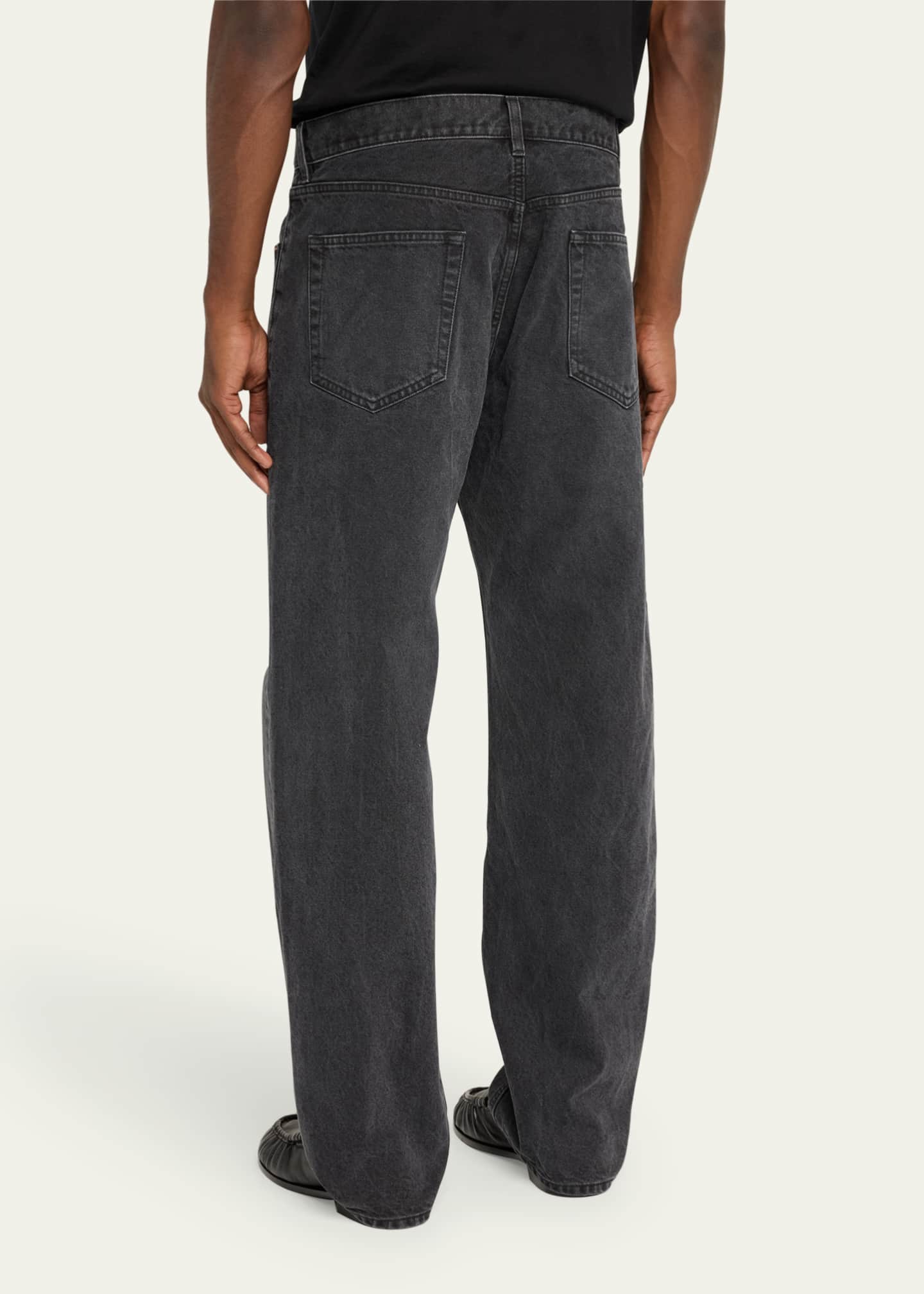Saint Laurent Men's Loose-Fit Faded Denim Jeans Image 3 of 5