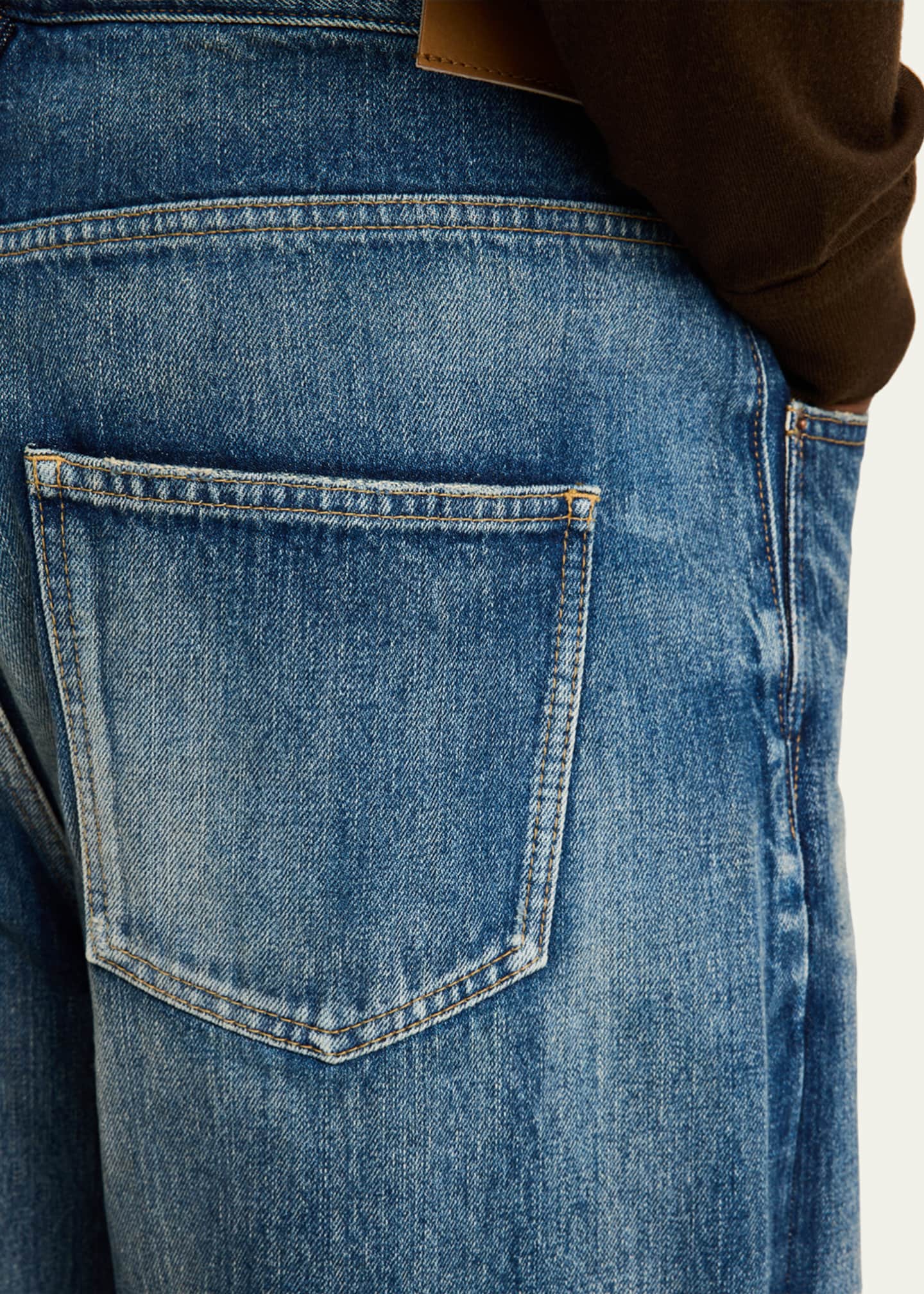 Saint Laurent Men's Wide-Leg Faded Jeans Image 5 of 5