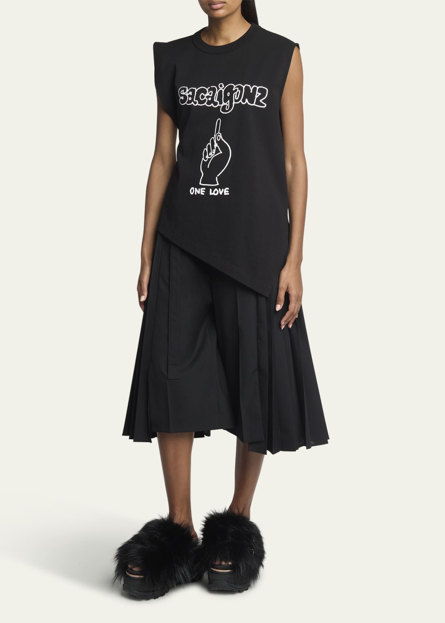 SACAI Gonz Print Asymmetric T-Shirt Image 2 of 5