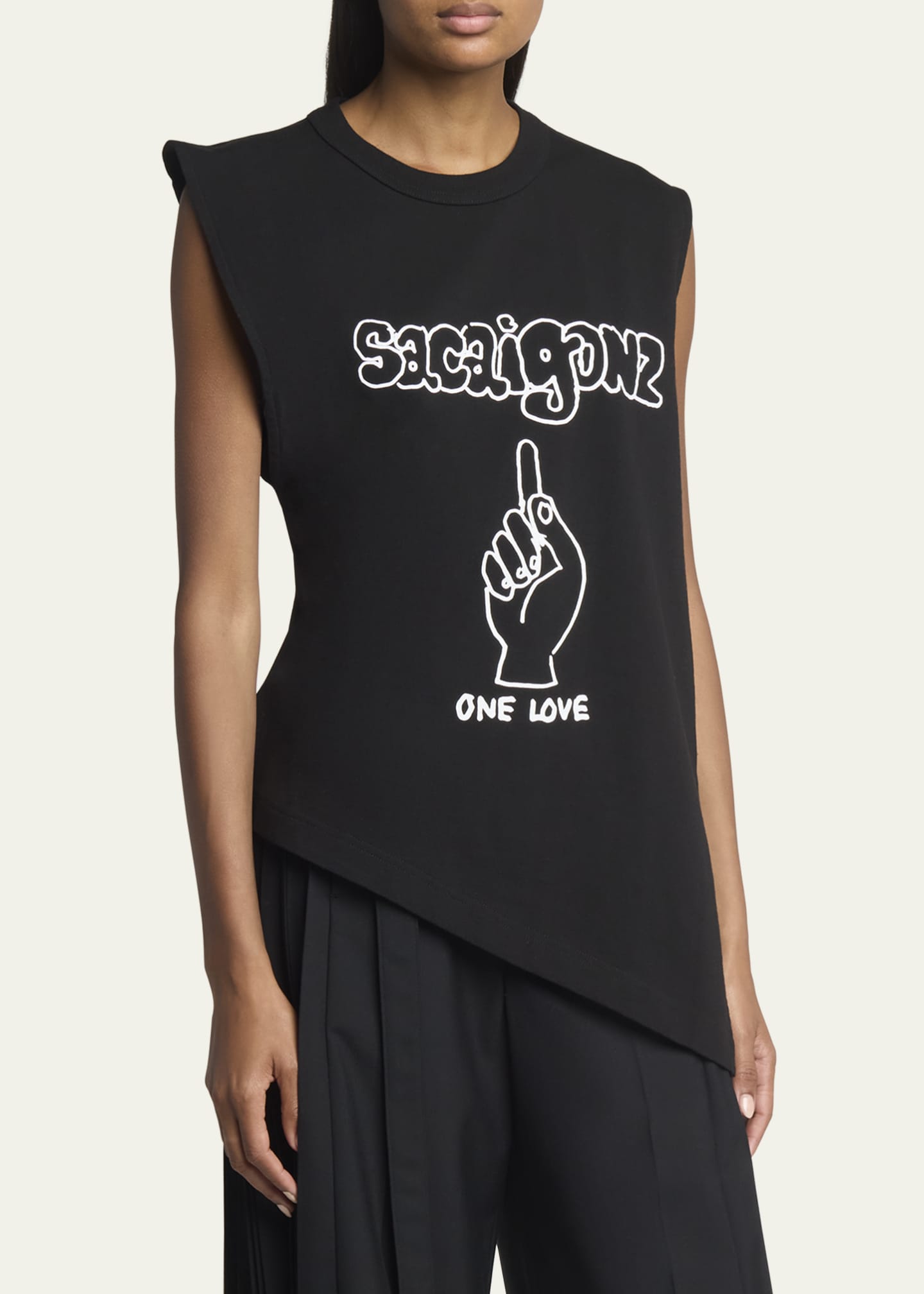SACAI Gonz Print Asymmetric T-Shirt Image 4 of 5