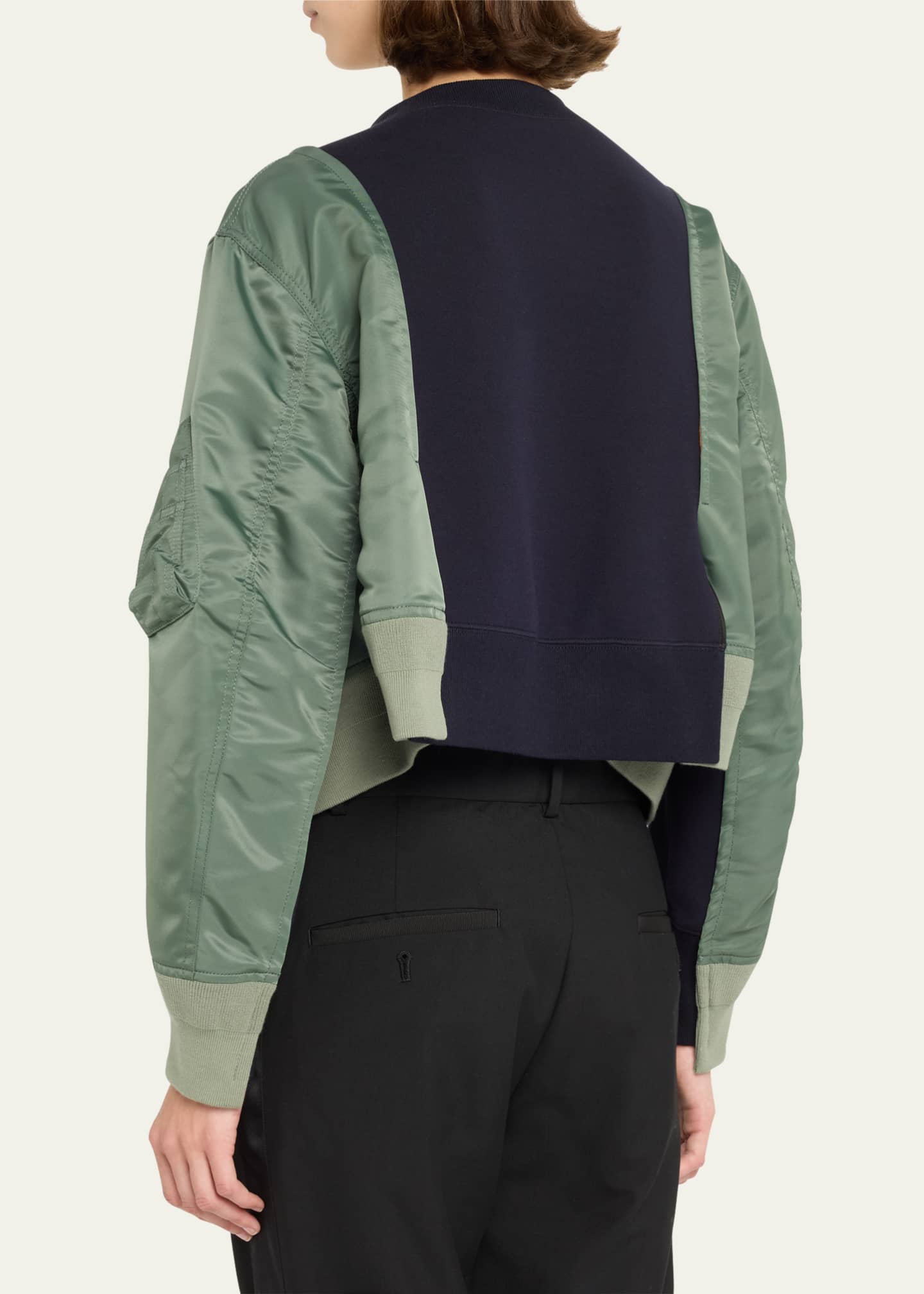 SACAI Mixed-Media Colorblock Sweatshirt Image 3 of 5