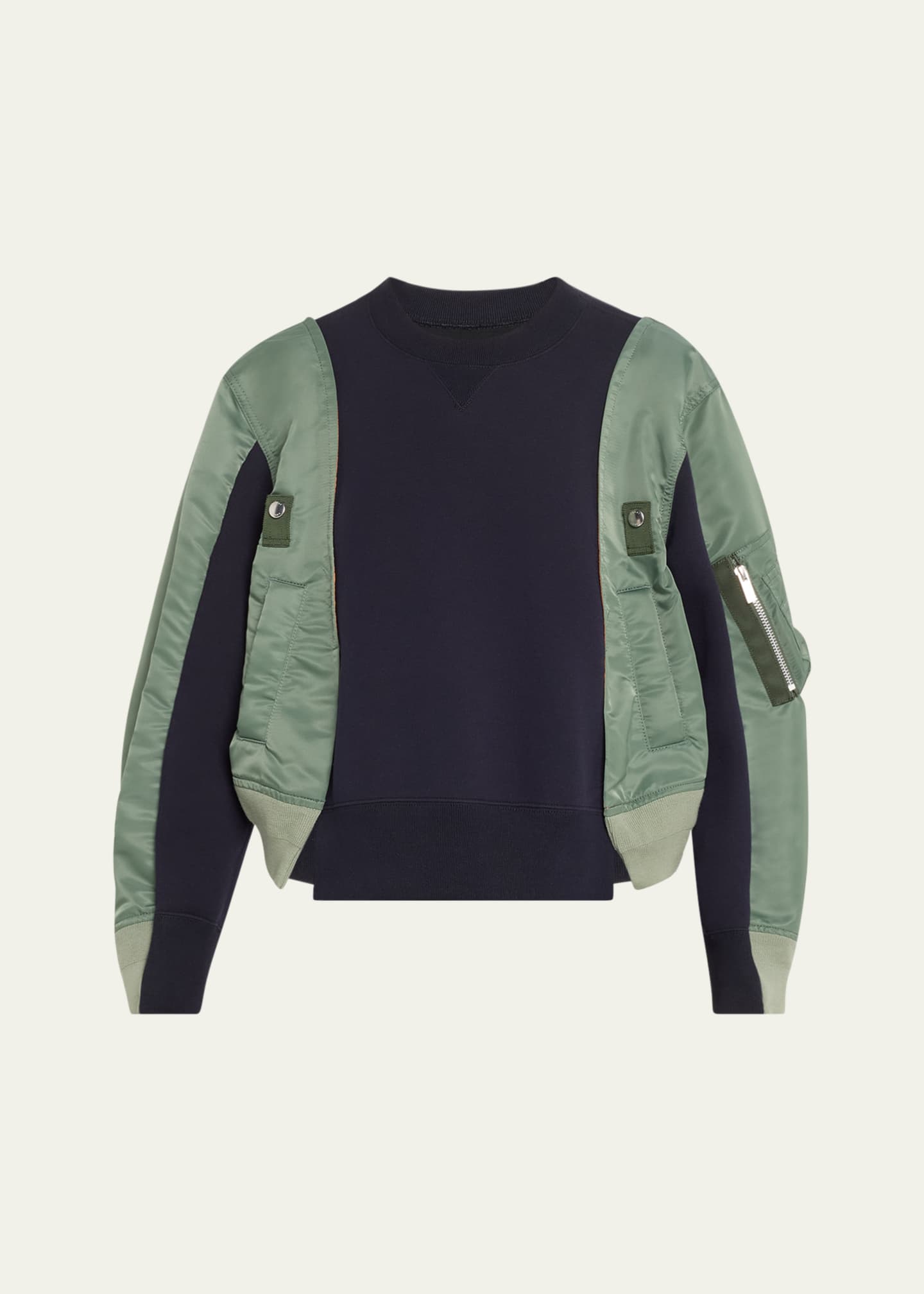 SACAI Mixed-Media Colorblock Sweatshirt Image 1 of 5