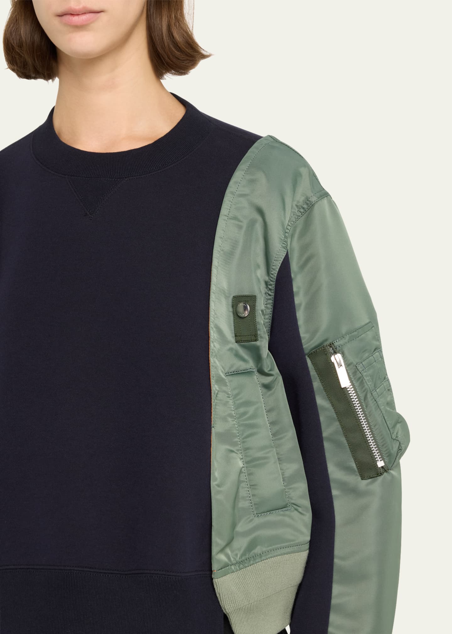 SACAI Mixed-Media Colorblock Sweatshirt Image 5 of 5