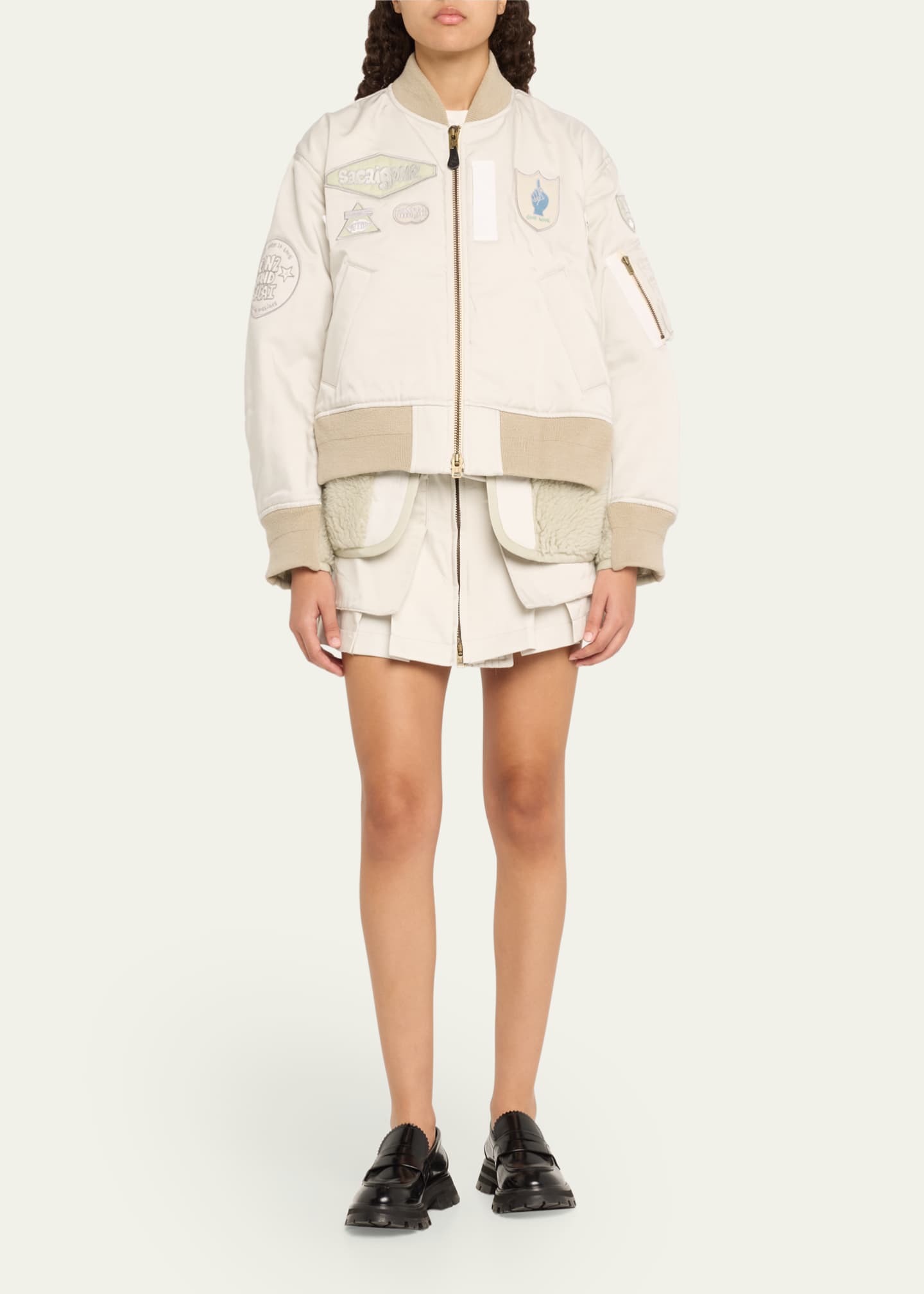 SACAI Spiewak Nylon Cargo Pocket Zip Front Mini Skirt Image 2 of 5
