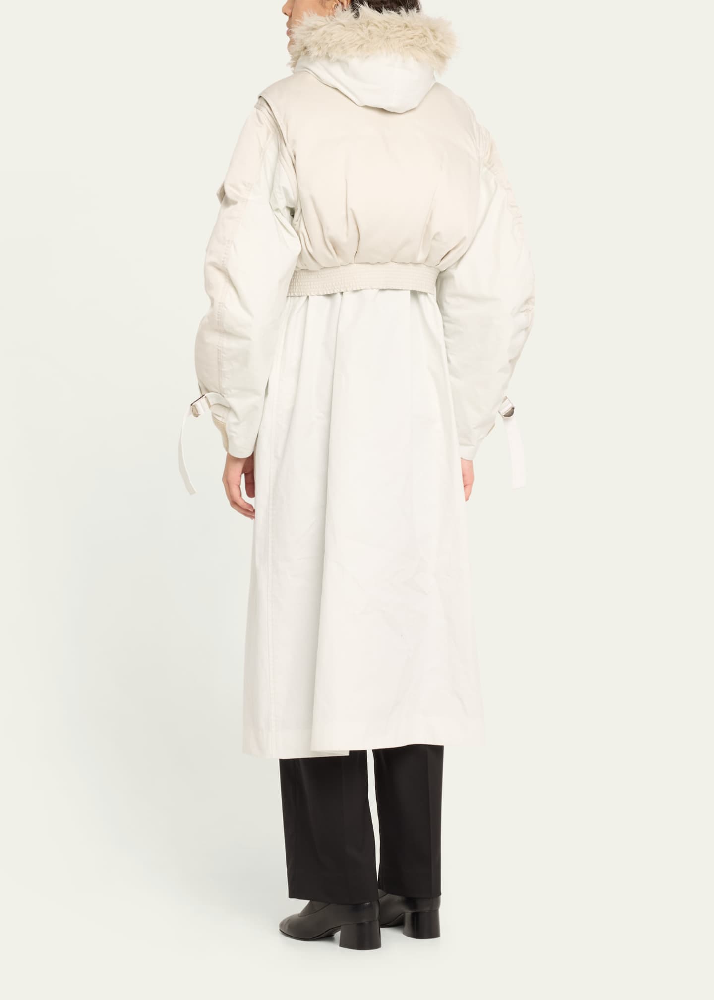 Spiewak Faux Fur Trim Nylon Trench Hybrid Coat - Thumbnail 3