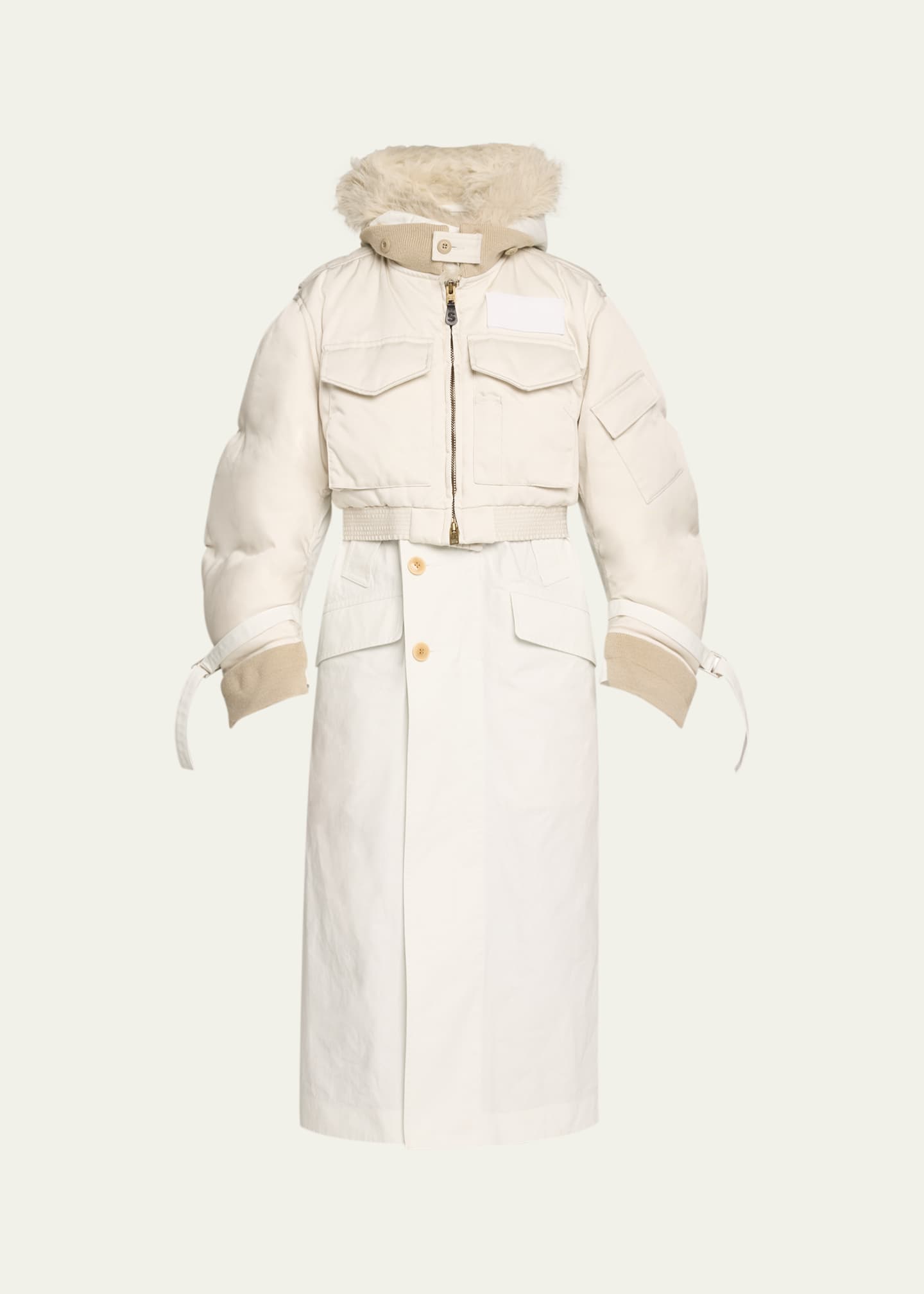 Spiewak Faux Fur Trim Nylon Trench Hybrid Coat