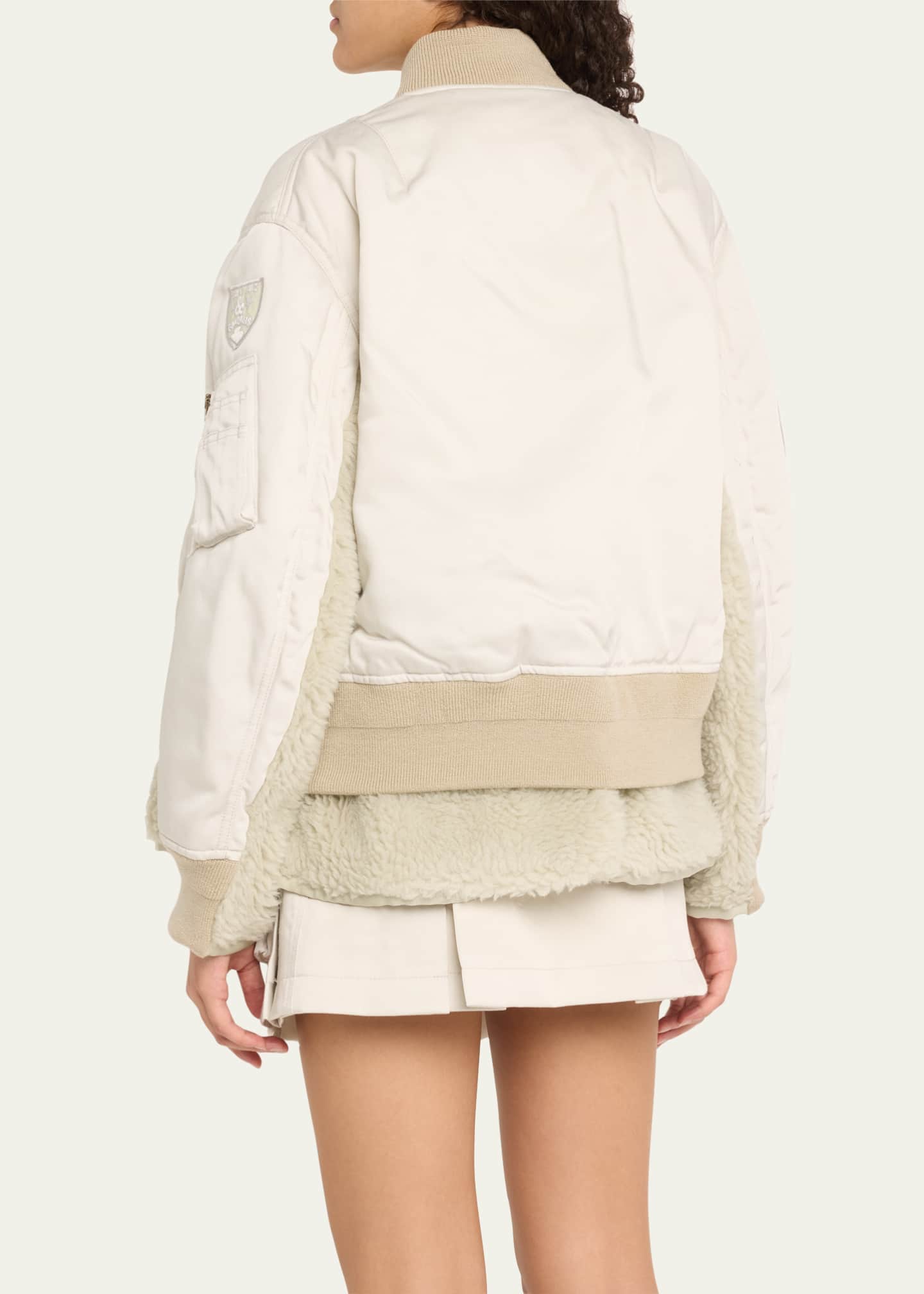 Spiewak Patch Nylon Shearling Bomber Jacket - Thumbnail 3