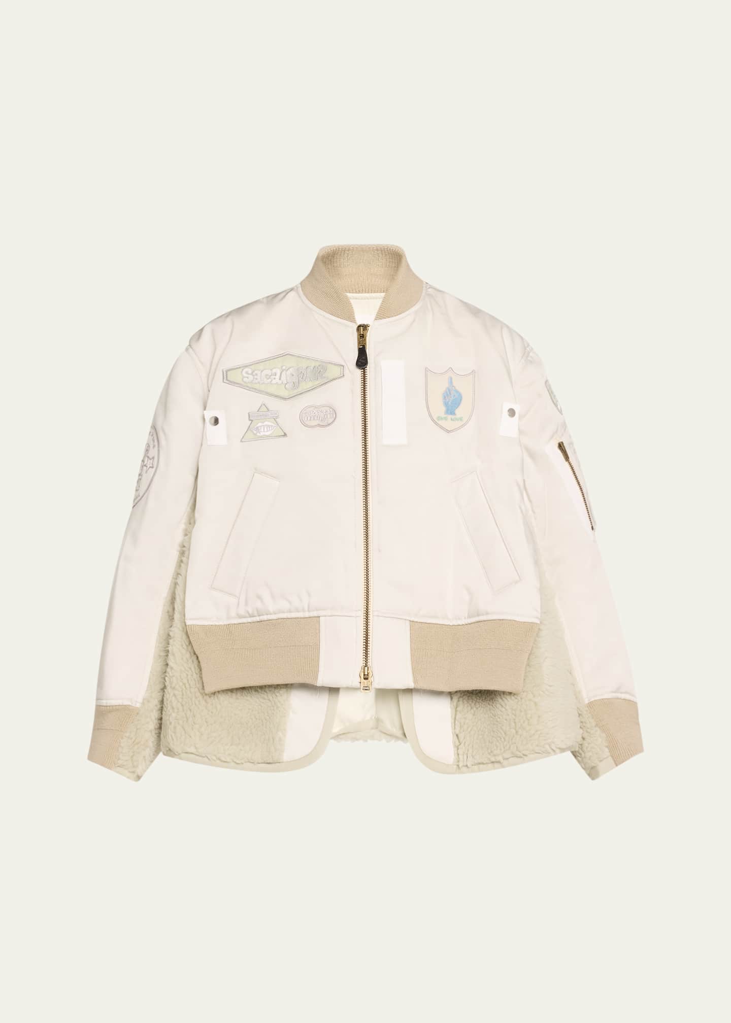 Spiewak Patch Nylon Shearling Bomber Jacket