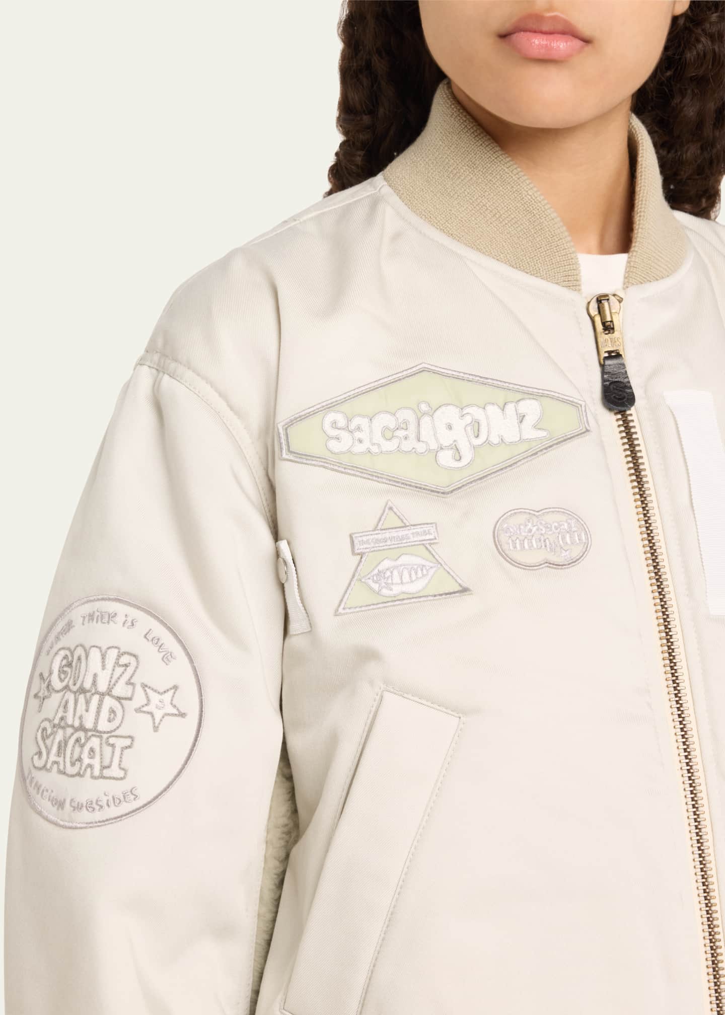 Spiewak Patch Nylon Shearling Bomber Jacket - Thumbnail 5