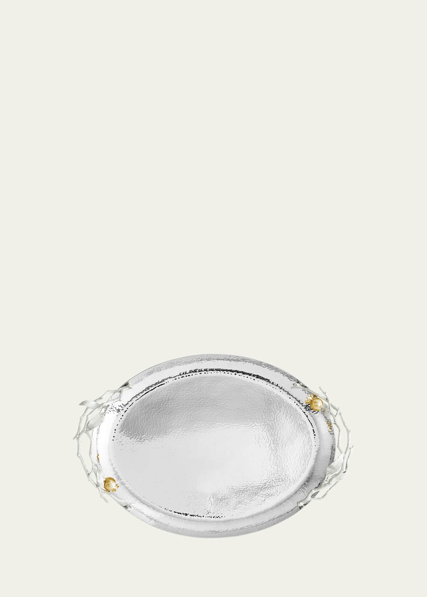 Michael Aram Pomegranate Silver & Gold Oval Tray with 24K Goldplate Image 4 of 4