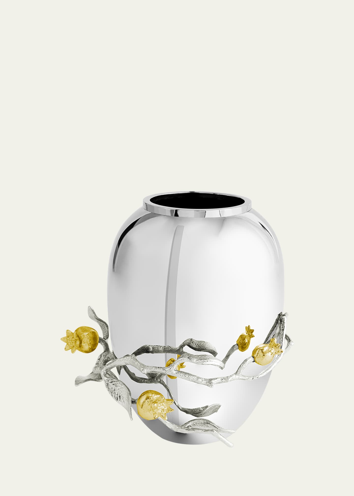 Michael Aram Pomegranate Silver & Gold Medium Vase with 24K Goldplate Image 1 of 5