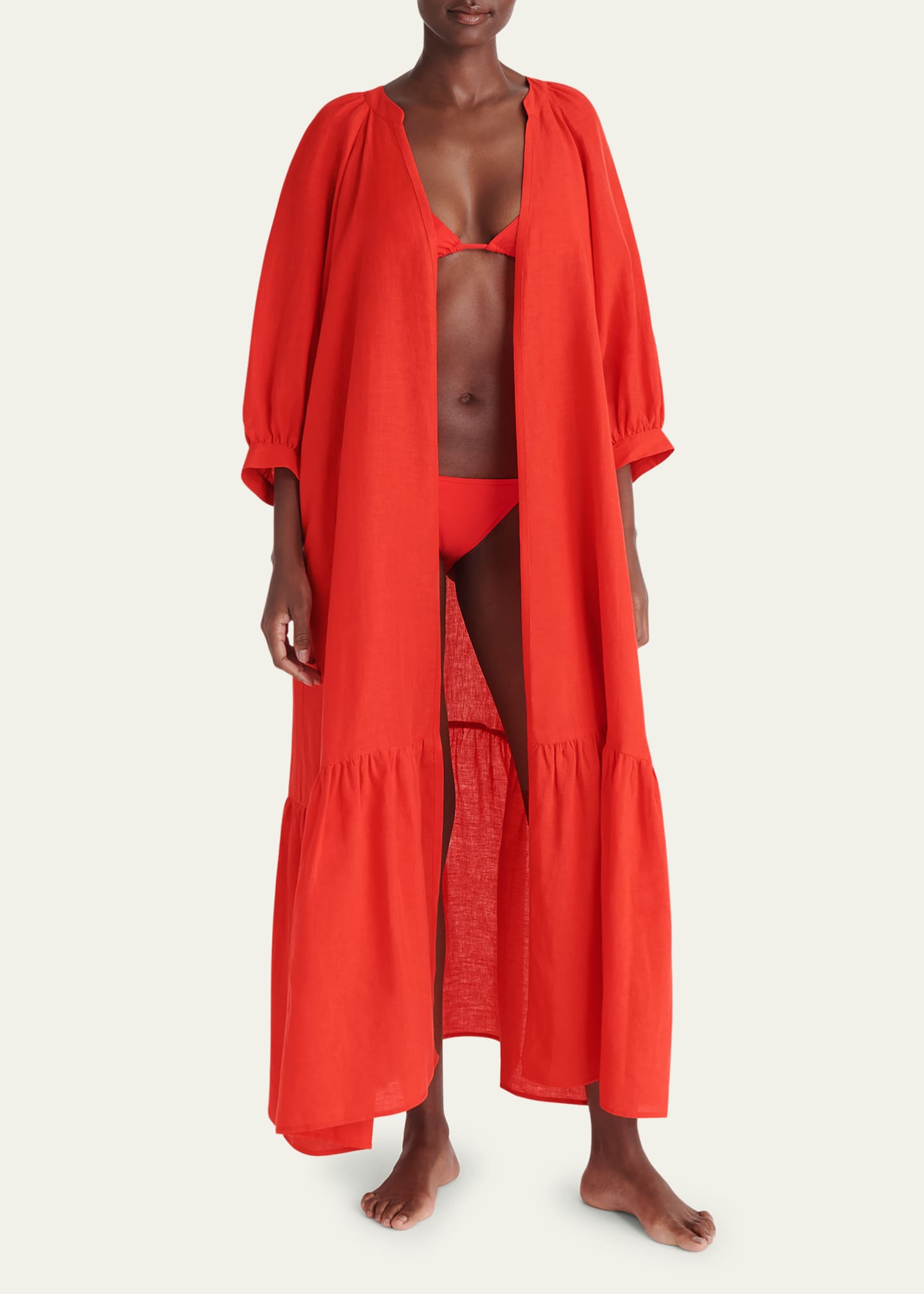Eres Joie Maxi Linen Wrap Dress Image 2 of 5