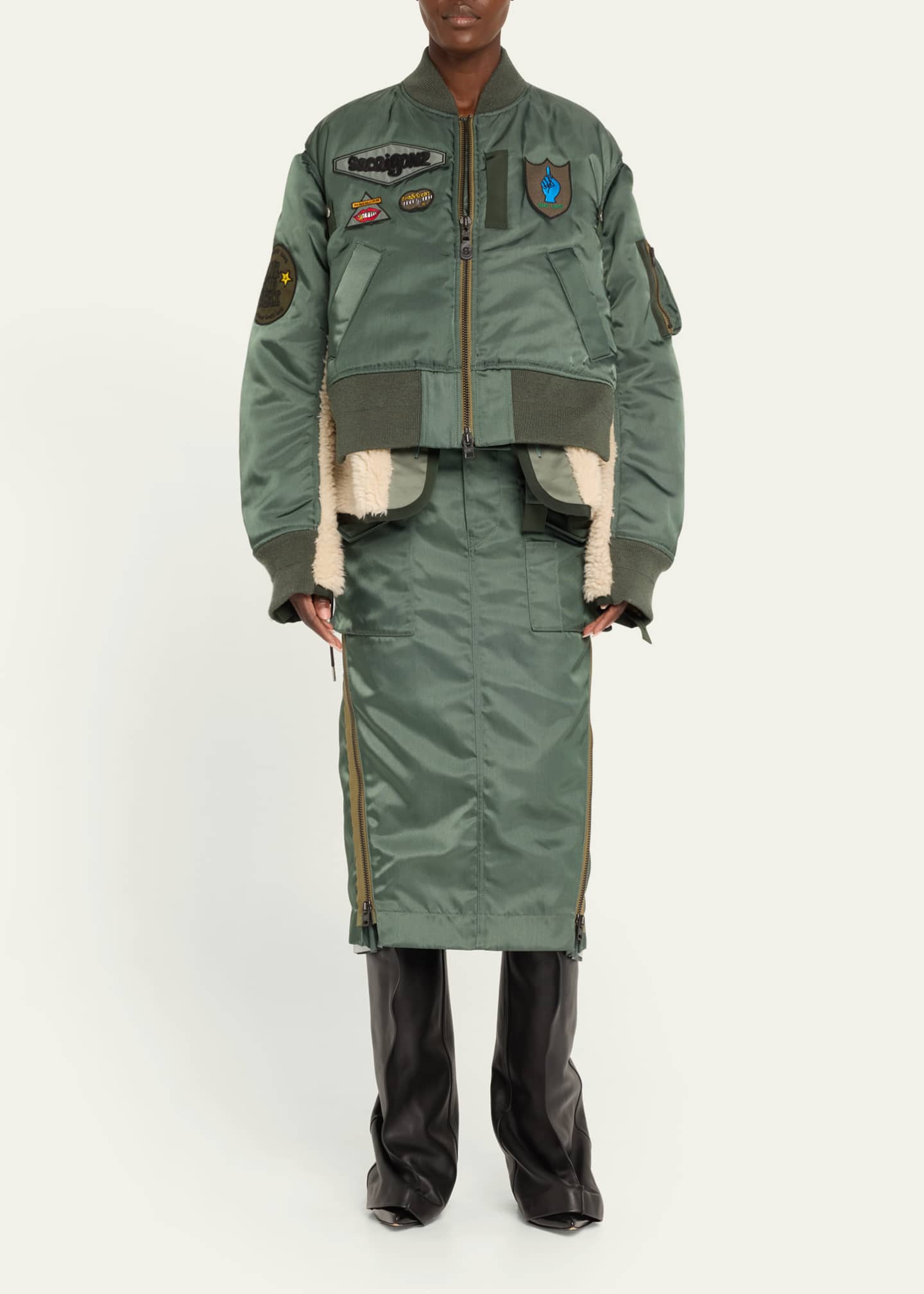 SACAI Belted Cargo Midi Skirt Image 2 of 5