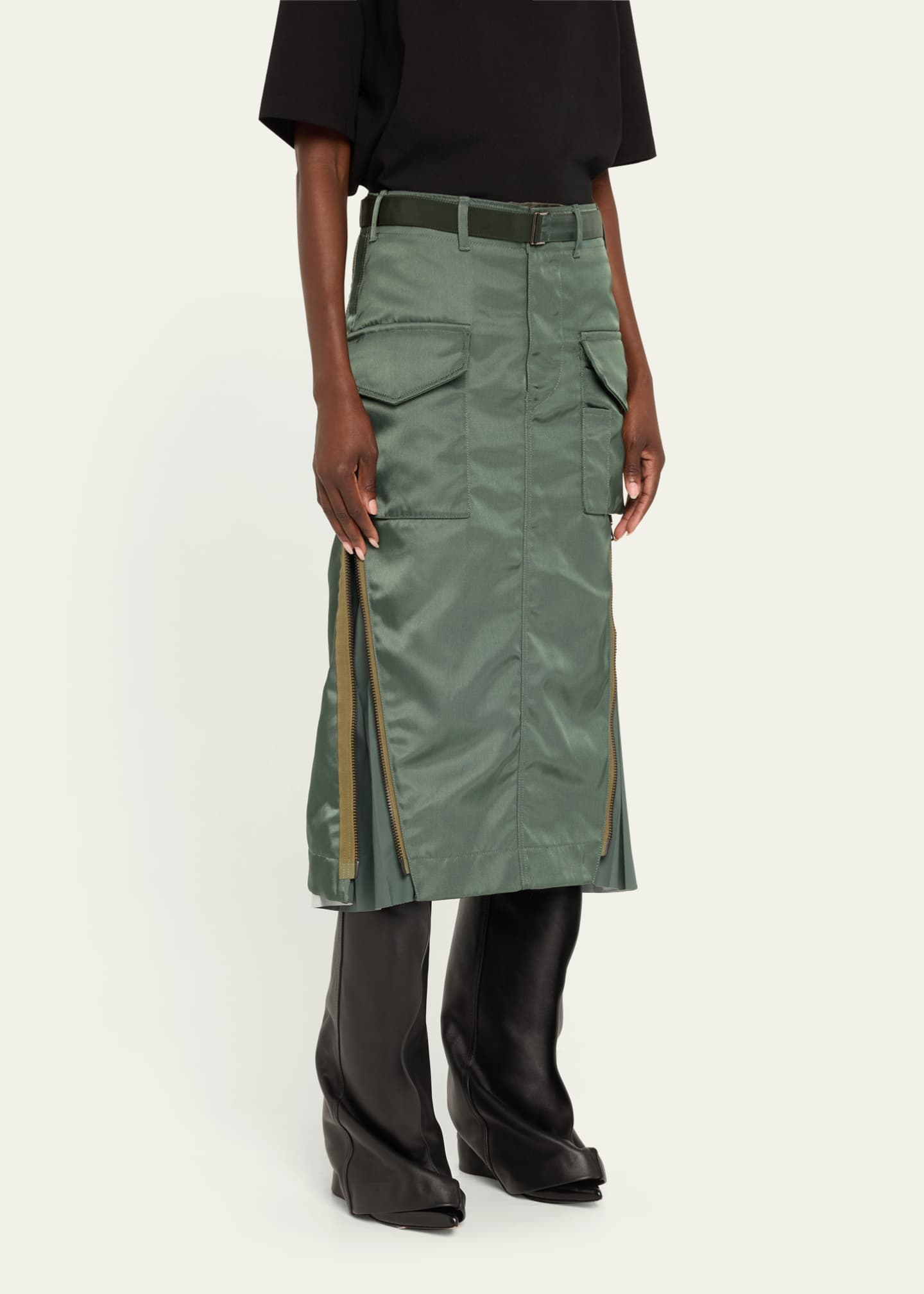SACAI Belted Cargo Midi Skirt Image 4 of 5