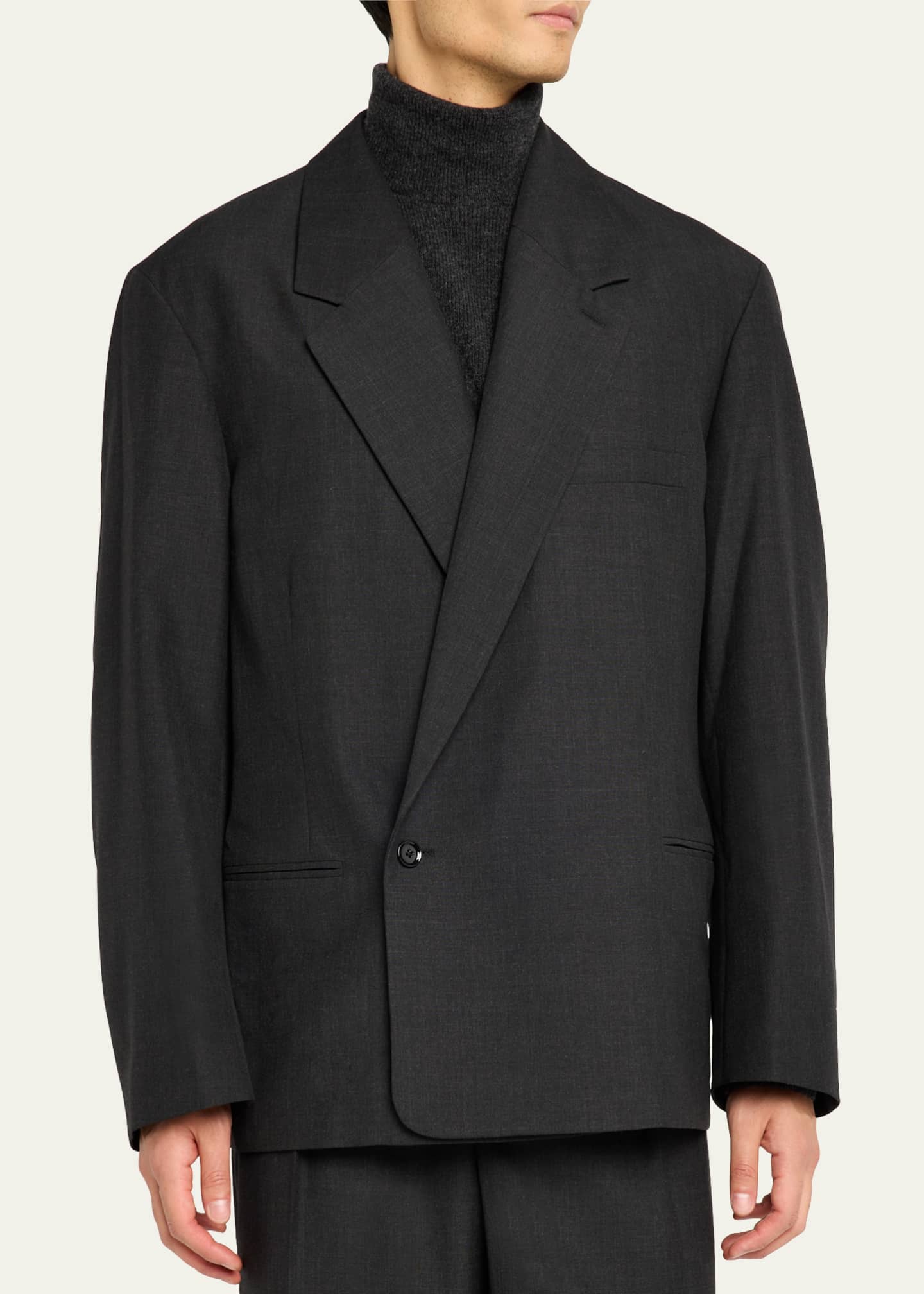 LEMAIRE Men's Maxi Asymmetric Sport Coat Image 4 of 8