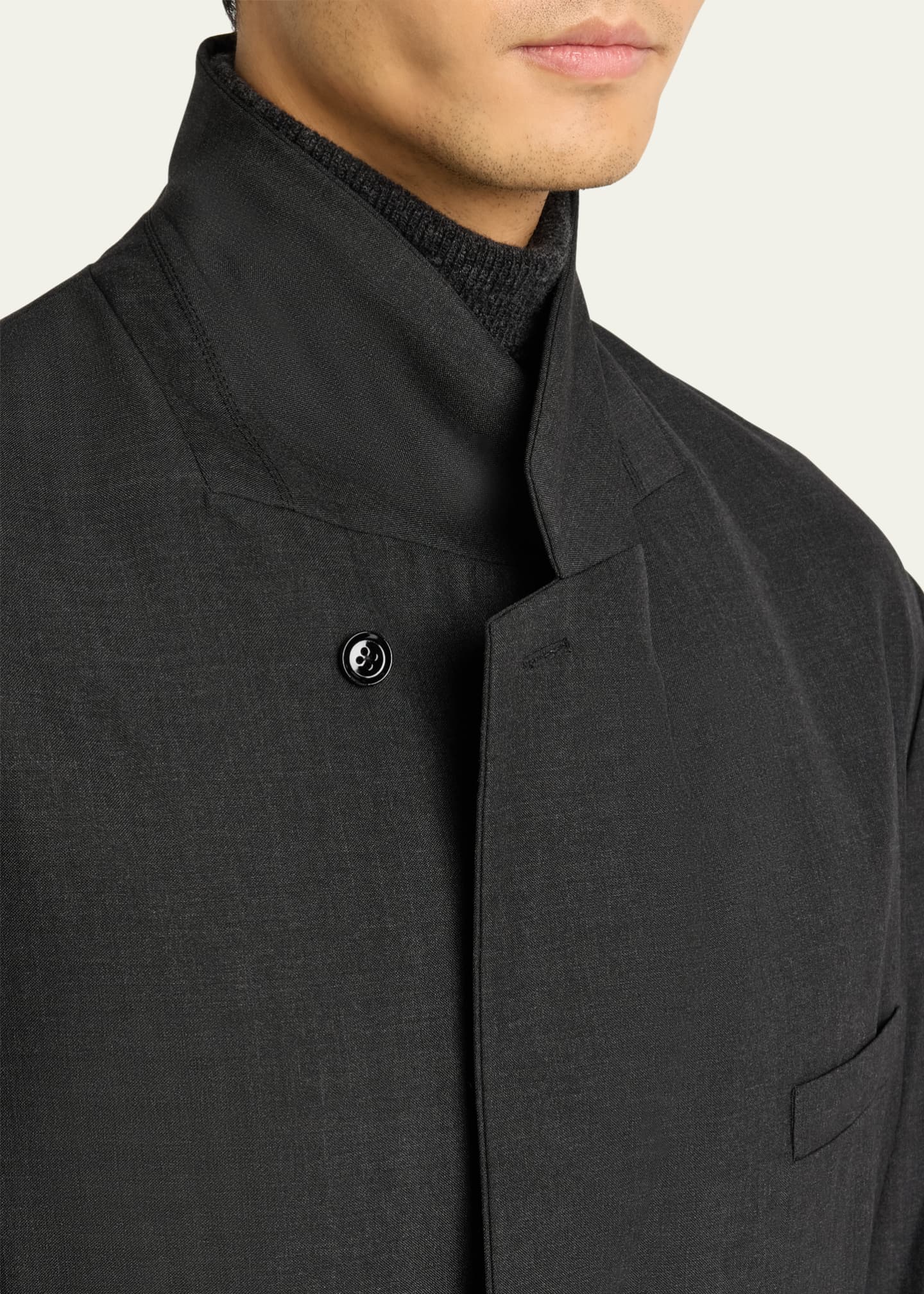 LEMAIRE Men's Maxi Asymmetric Sport Coat Image 7 of 8