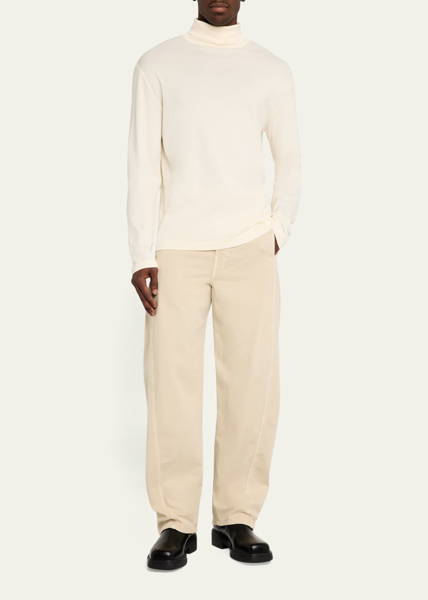 LEMAIRE Men's Jersey Mock-Neck T-Shirt Image 2 of 5
