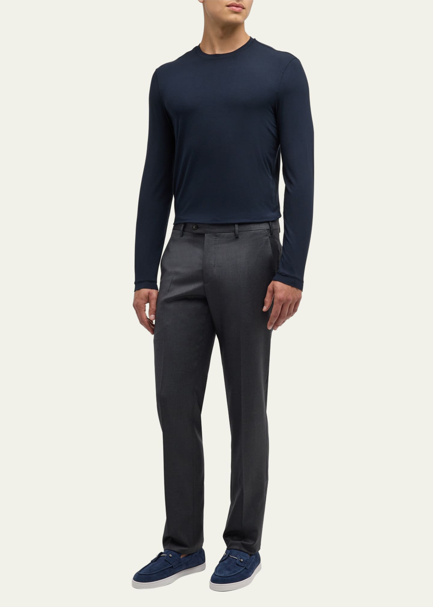Giorgio Armani Men's Cotton Long-Sleeve Crewneck T-Shirt Image 2 of 5