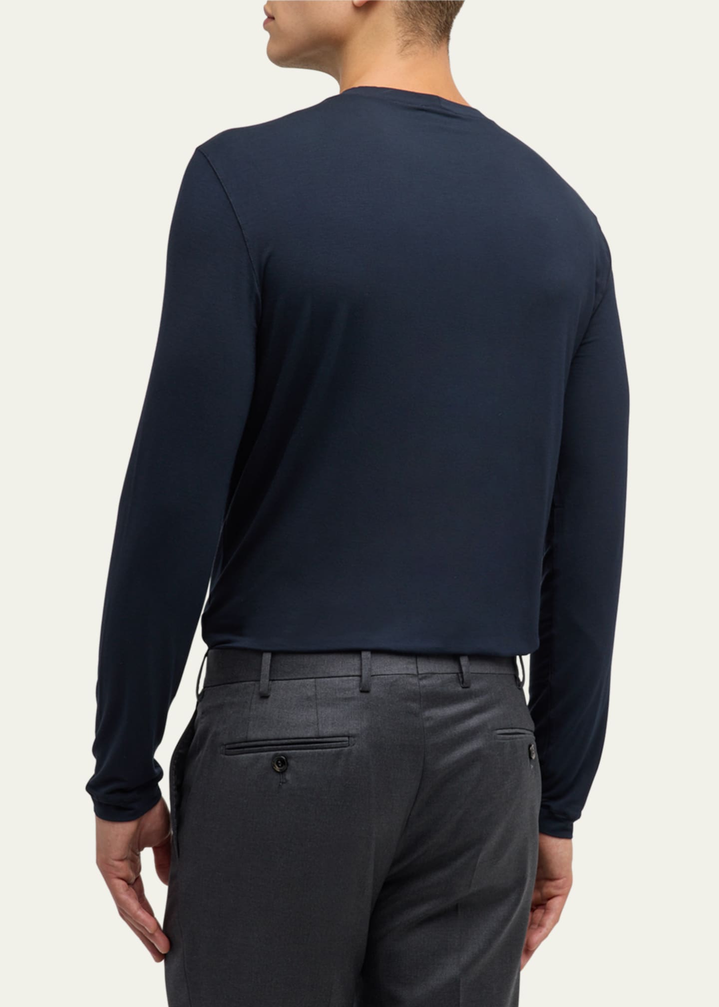 Giorgio Armani Men's Cotton Long-Sleeve Crewneck T-Shirt Image 3 of 5