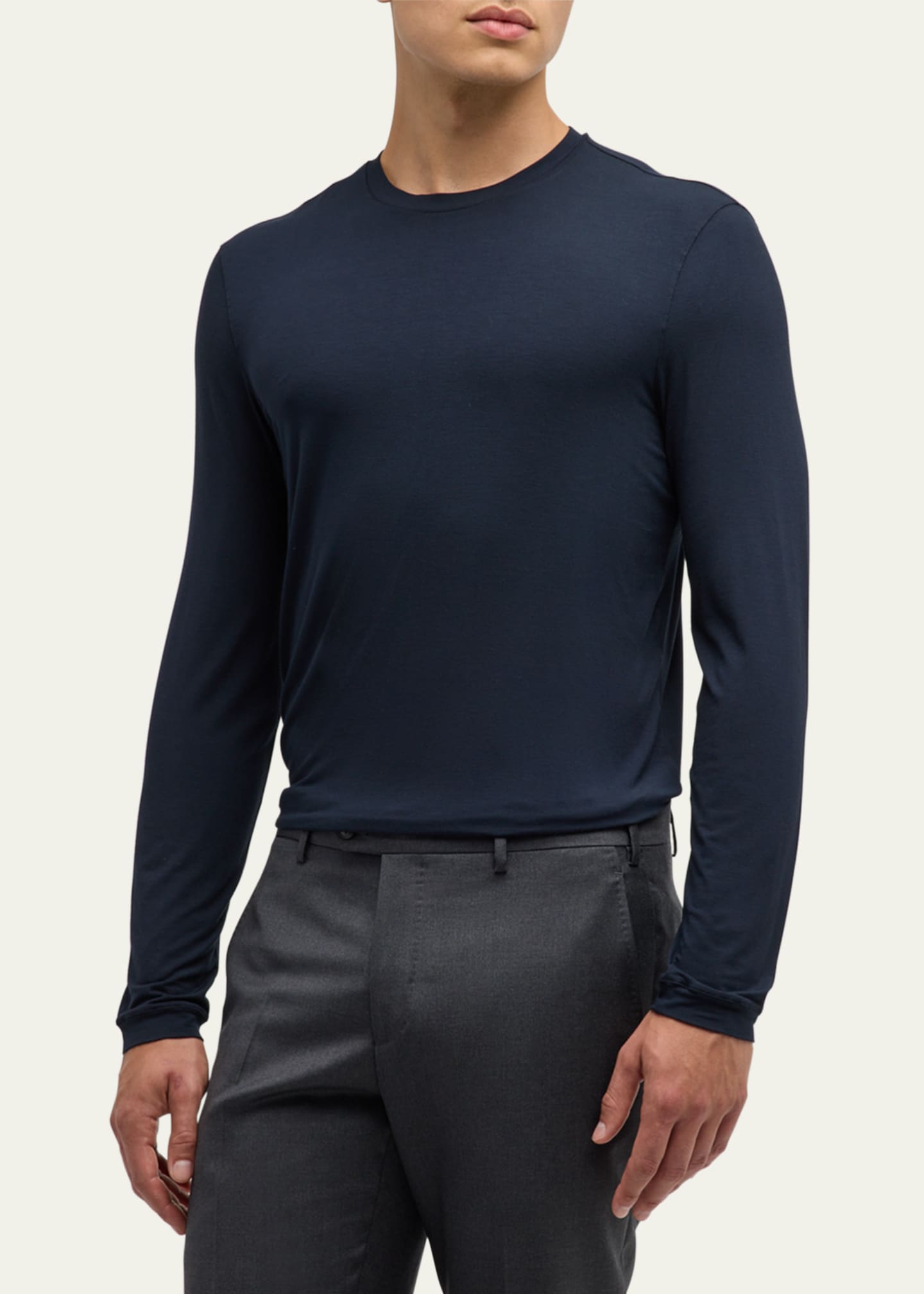 Giorgio Armani Men's Cotton Long-Sleeve Crewneck T-Shirt Image 4 of 5